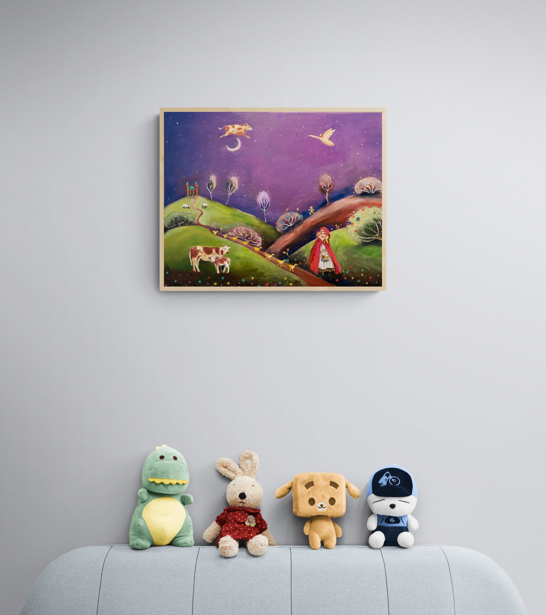 Collection Of Soft Toy Animals On Sofa