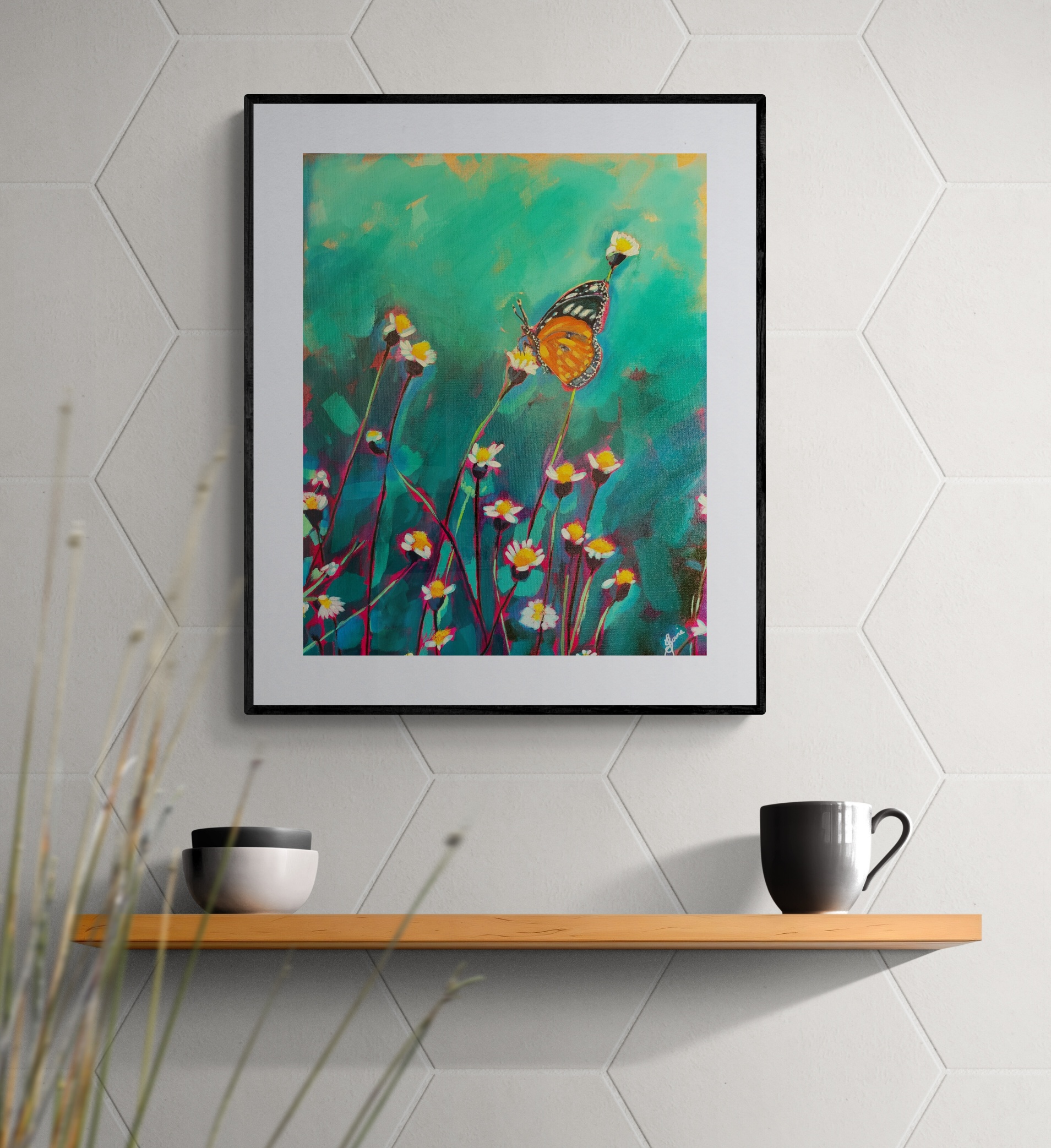 Mug And Bowls Sitting On Wooden Shelf Resized