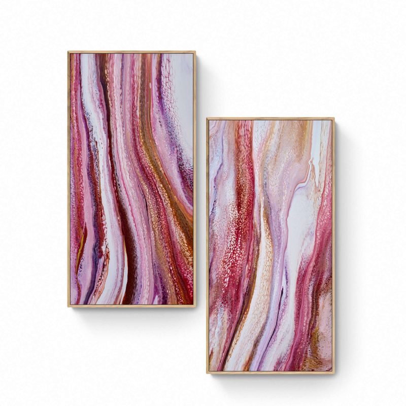 Blushing Sands (Diptych) – Framed in Oak