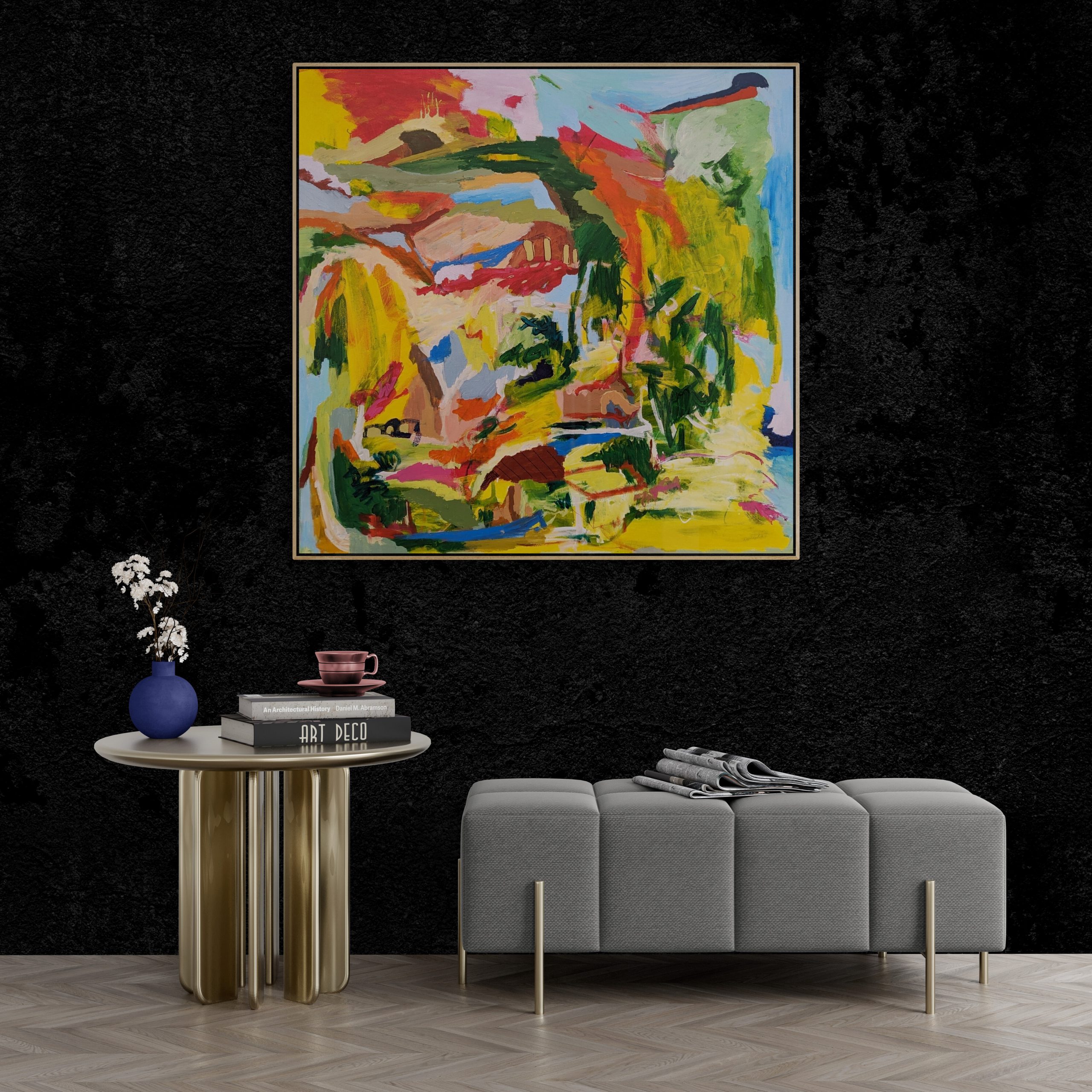 Living Room With Bench Sofa And Table (1)