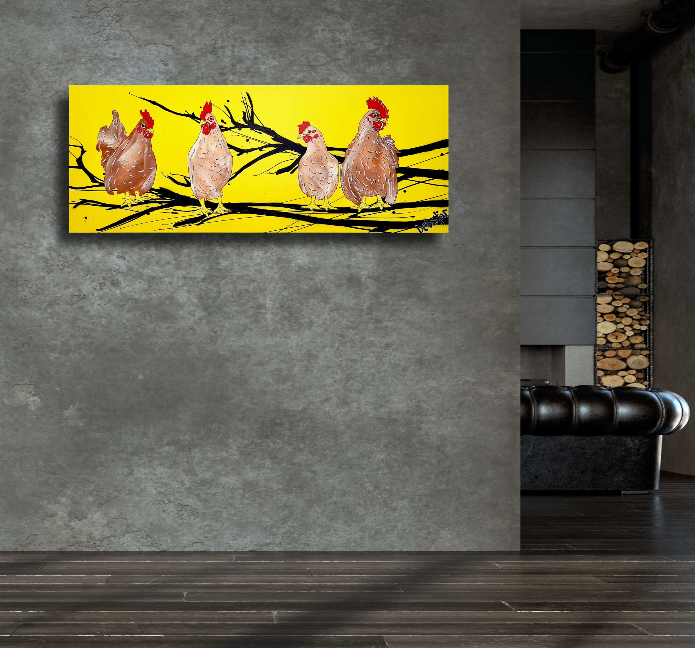 Living Room Interior In Loft, Industrial Style