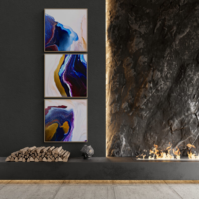 Interstellar Triptych Fireplace