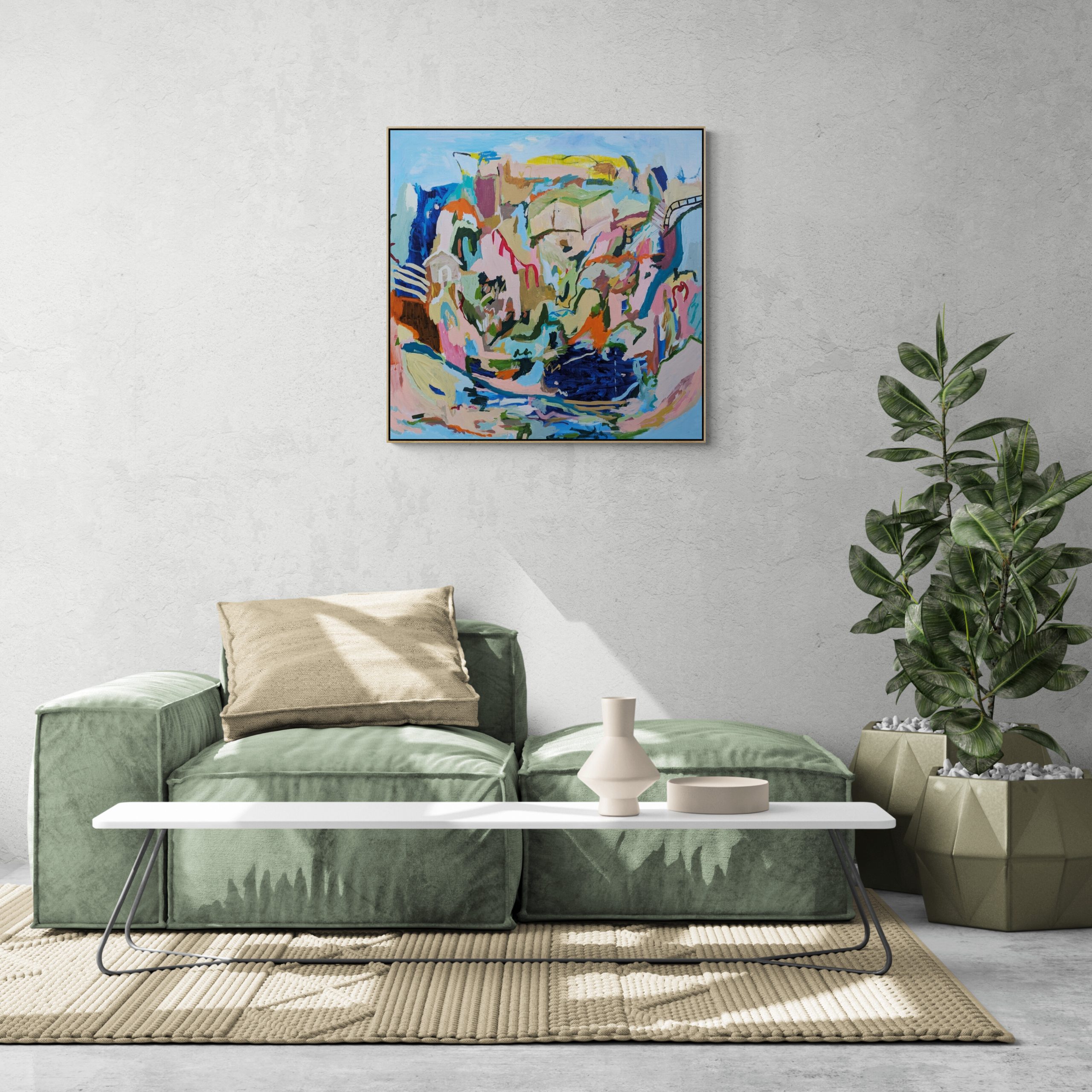 Modern Living Room With Tropical Plants