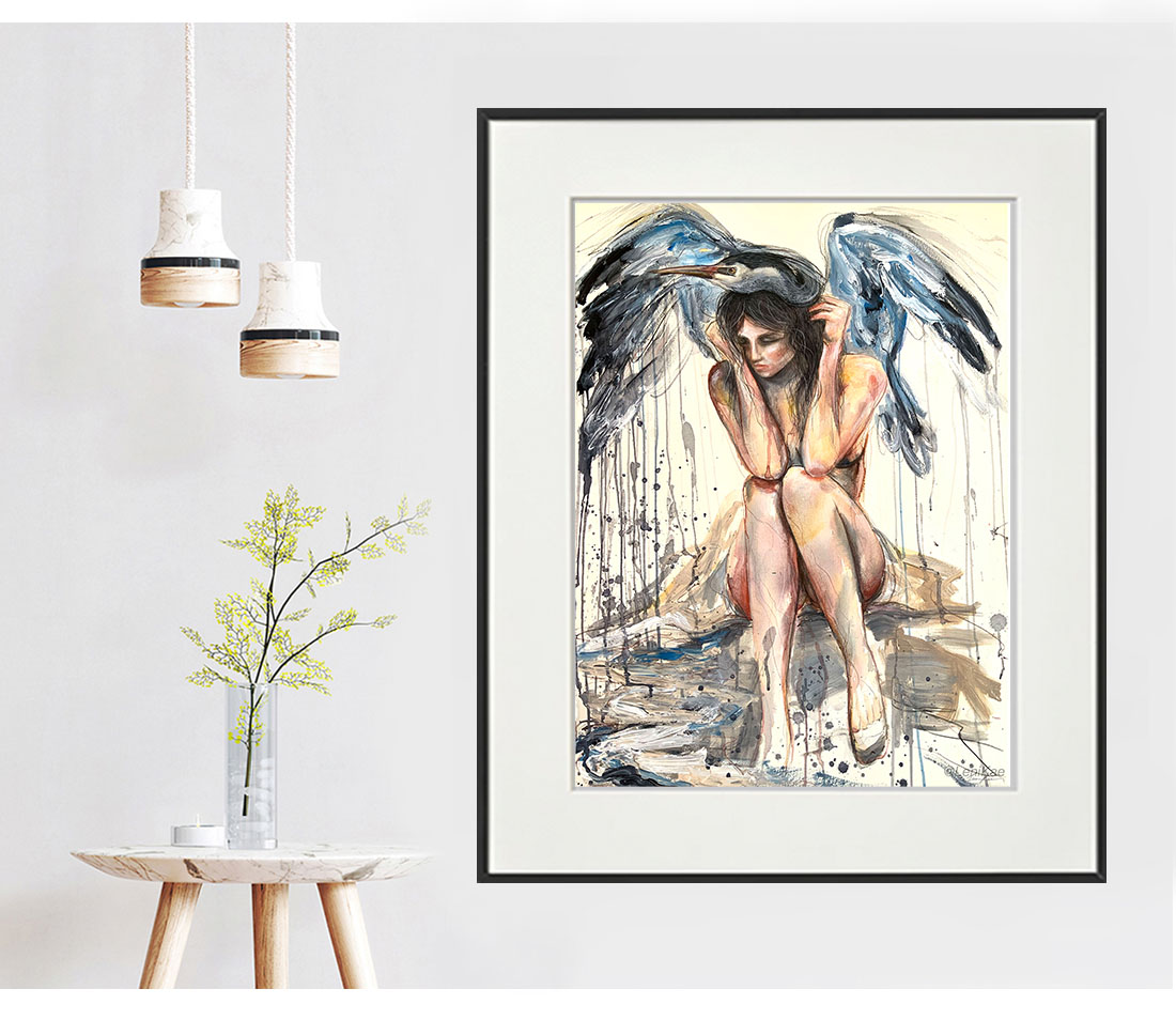 Sydney Artist Leni Kae Great Blue Awakening (blue Heron Animal Spirit) Interior Design 4