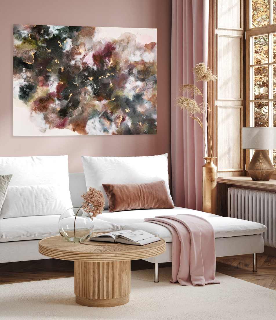 Poster Frame Mock Up In Home Interior Background With Sofa, Table And Decor In Living Room