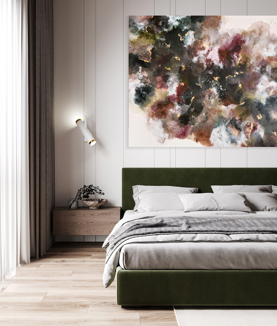 Blank Poster Frames In Modern Bedroom Interior For Mock Up, 3d Illustration