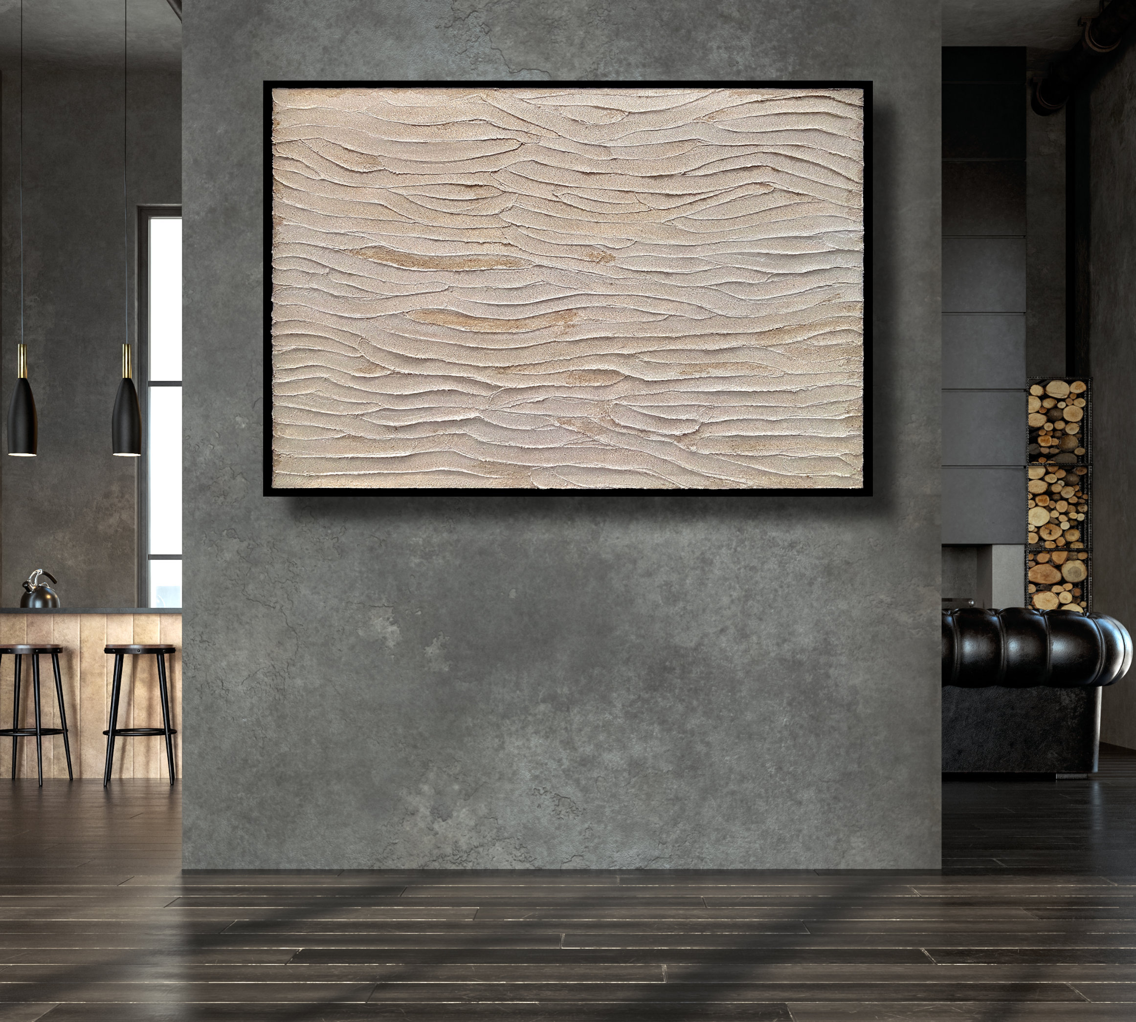 Living Room Interior In Loft, Industrial Style