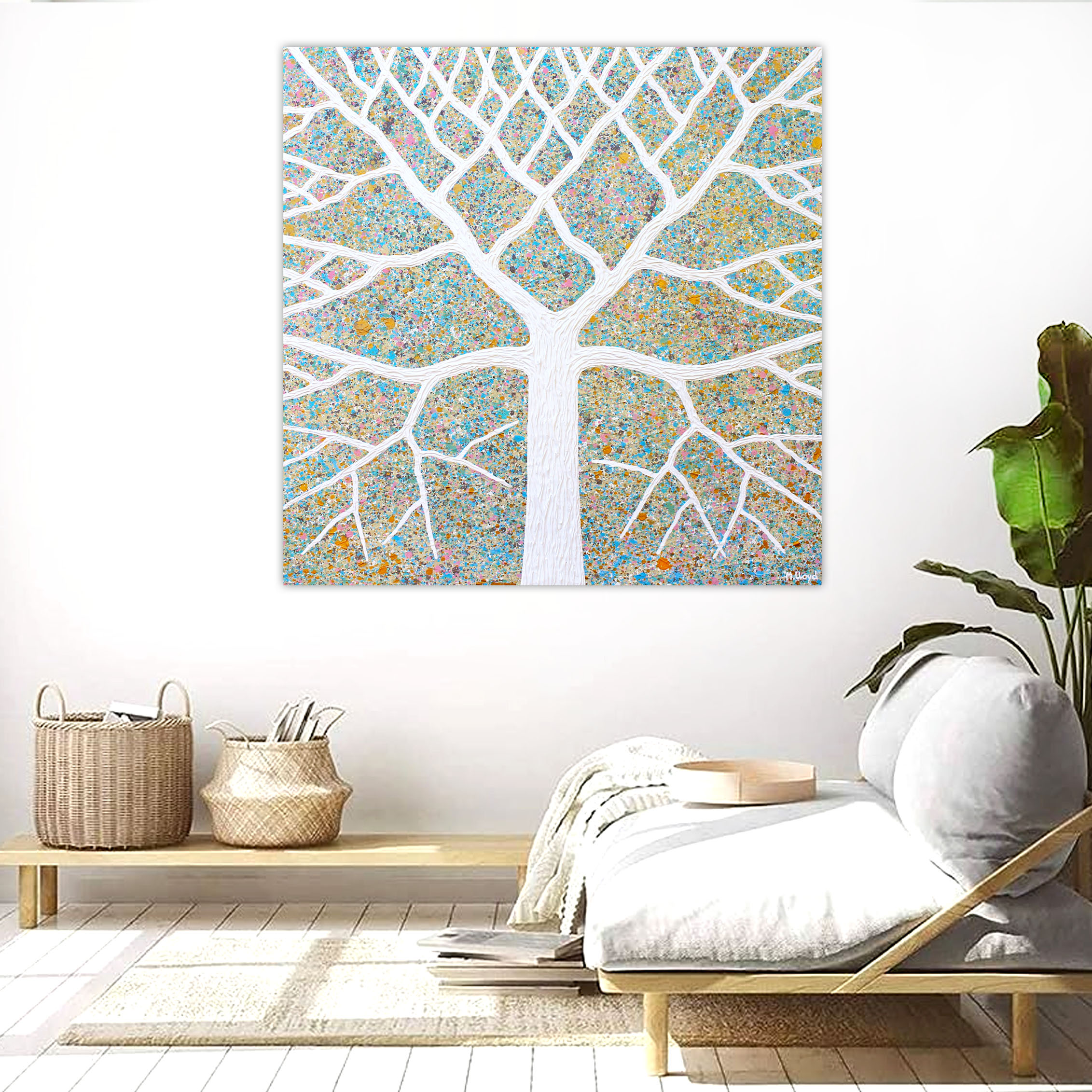 Lounge 1 Beach Tree Golden Sands Textured Impasto Miranda Lloyd Artist Australia