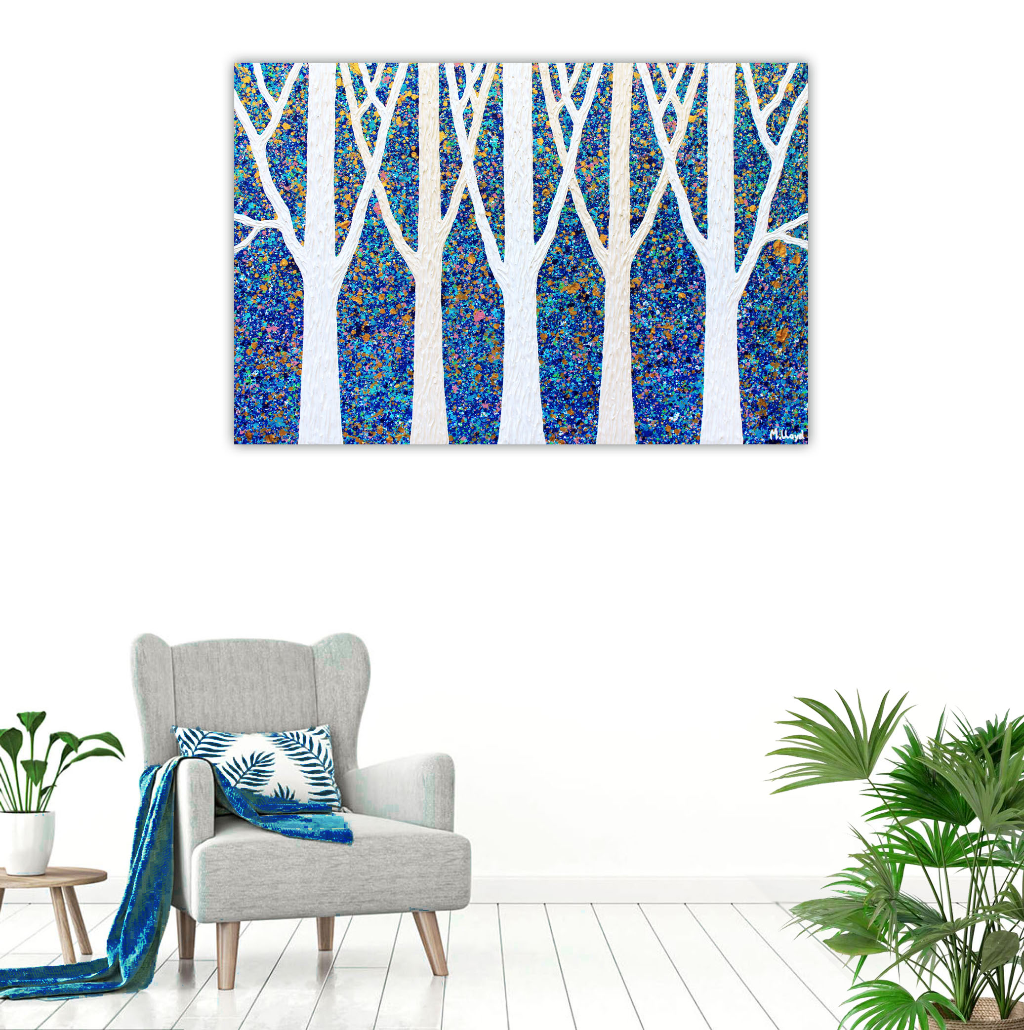Lounge 1 Miranda Lloyd Art Coastal Midnight Gum Trees 90 X60