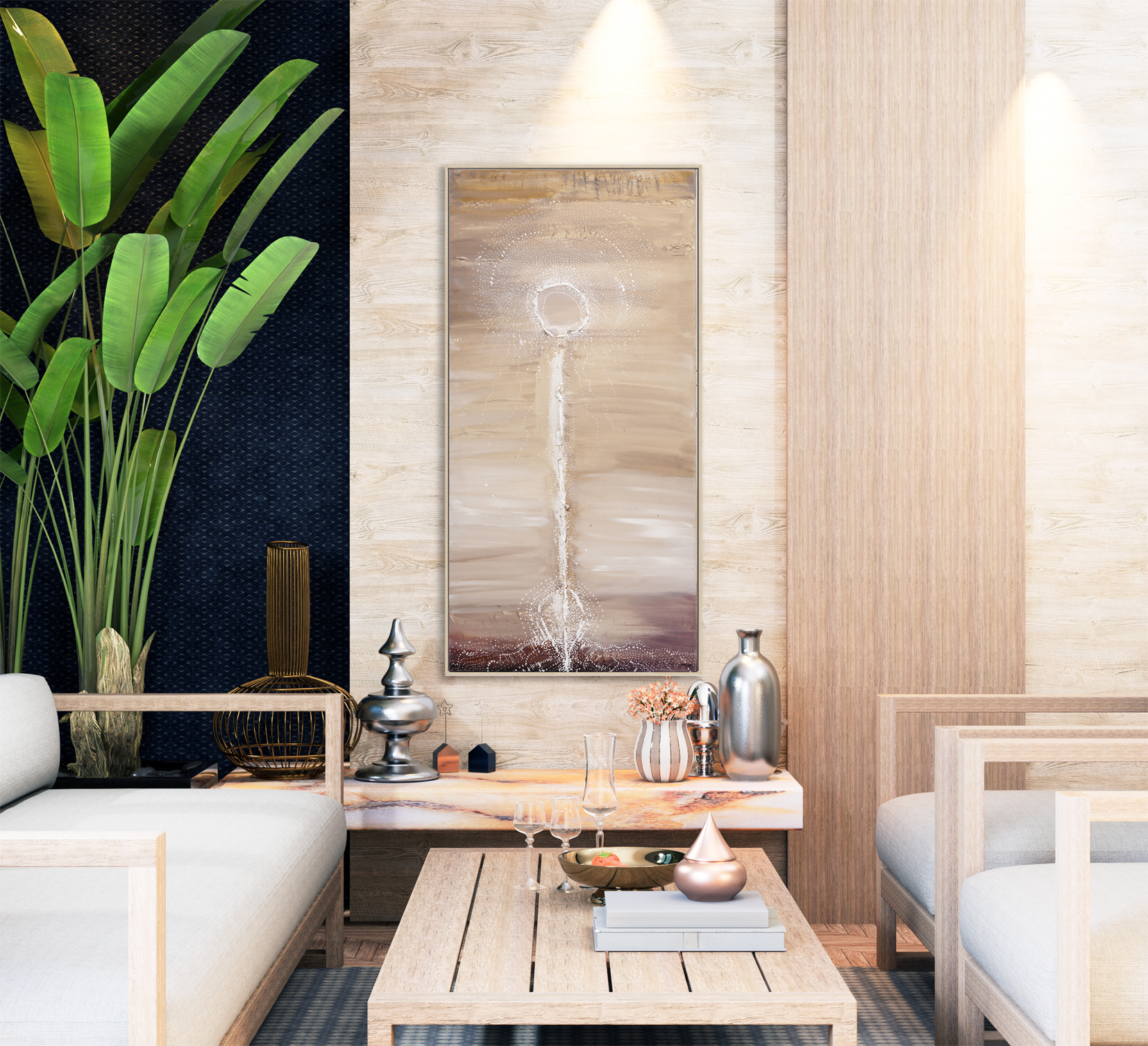 3d Mockup Photo Frame In Modern Interior Of Living Room