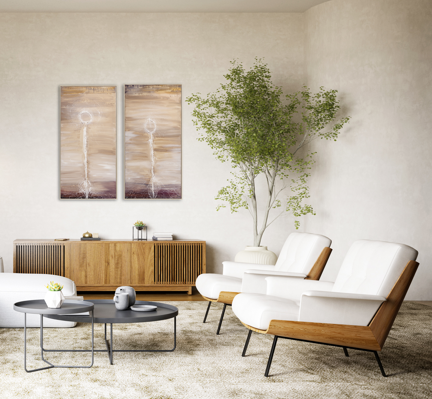 Minimalist Interior Of Modern Living Room 3d Rendering