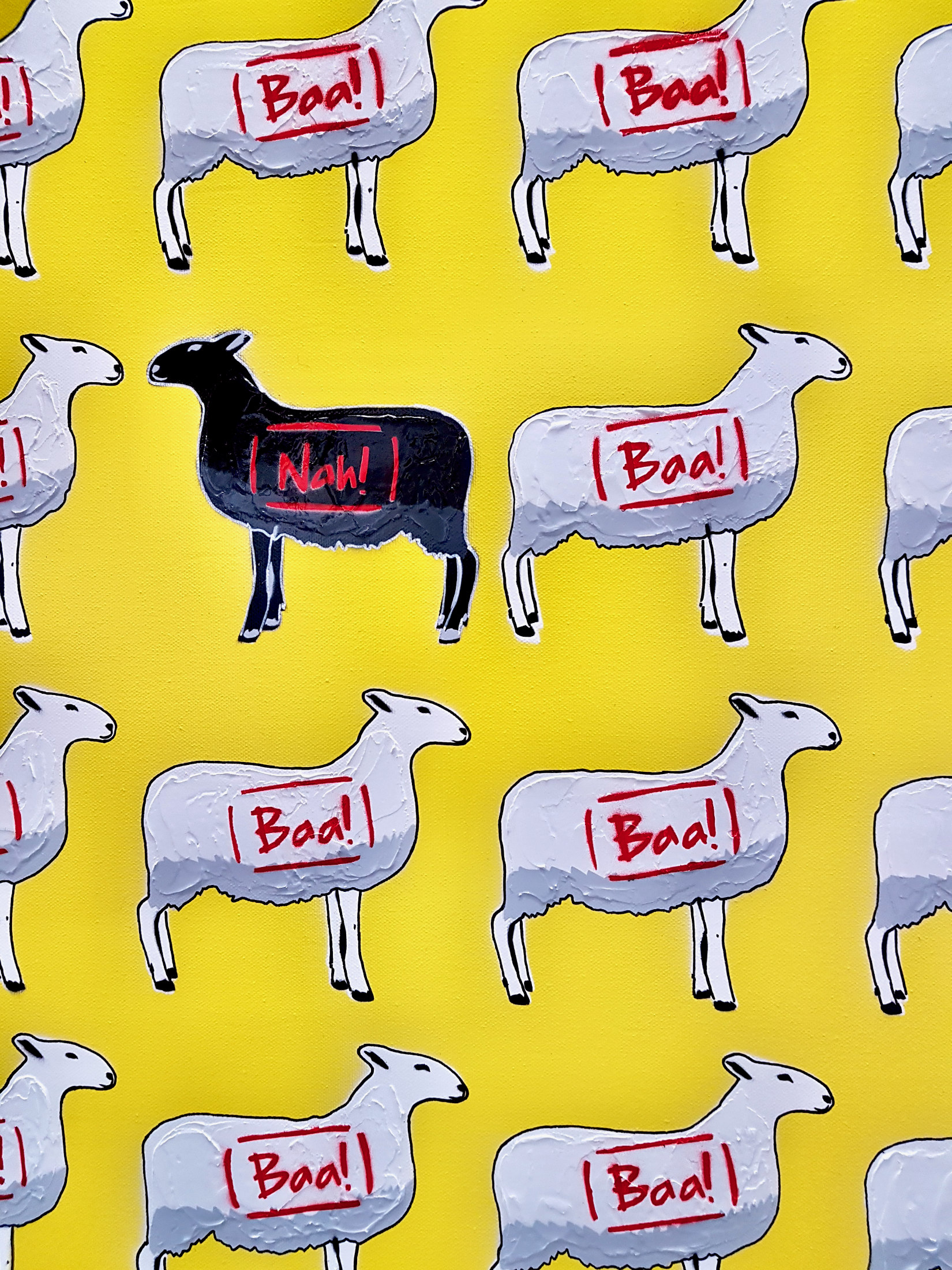 The Black Sheep Unique Meme Yellow Urban Pop Art Deborah Lang Art Canvas 4