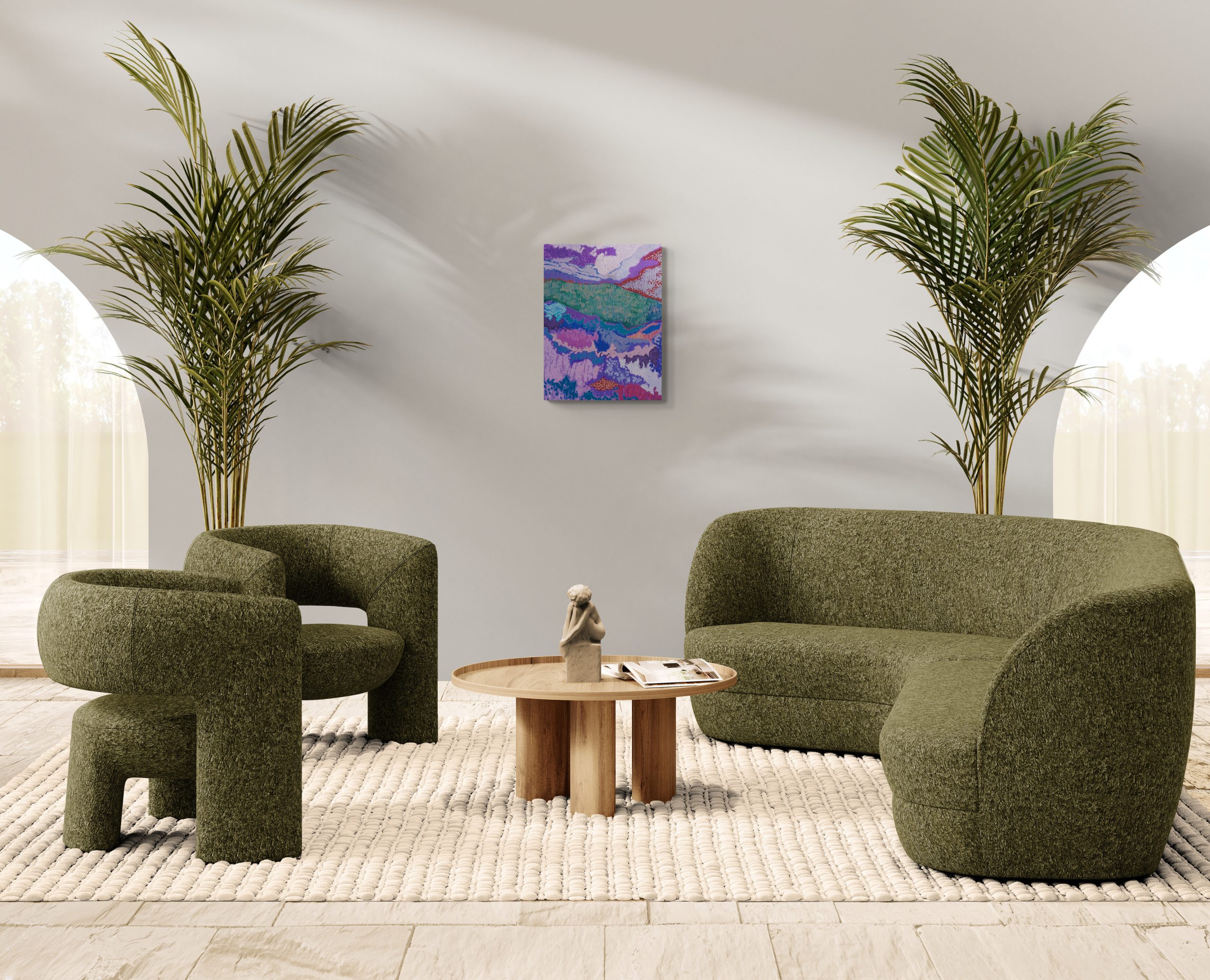 Modern Living Room With Twin Palms