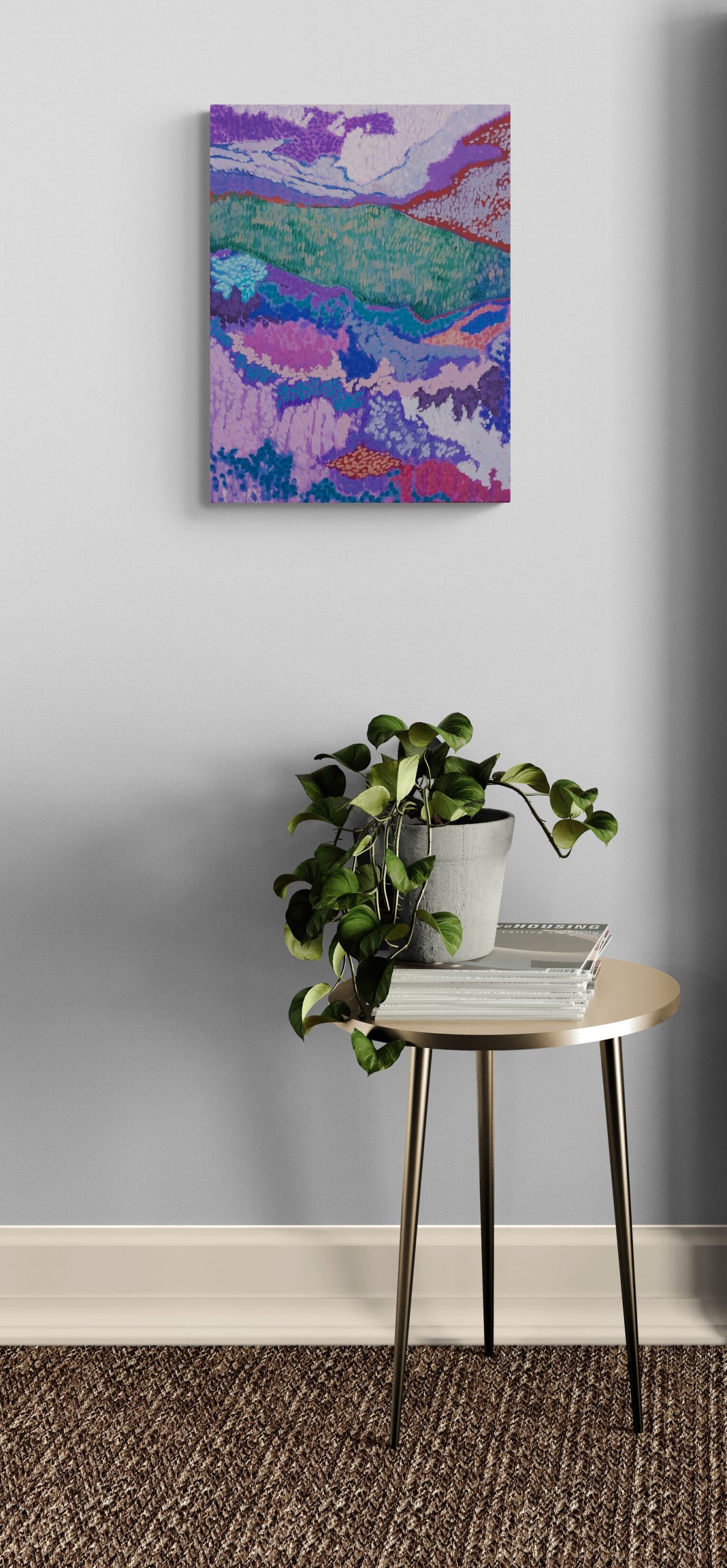 Hallway With Door And Plant