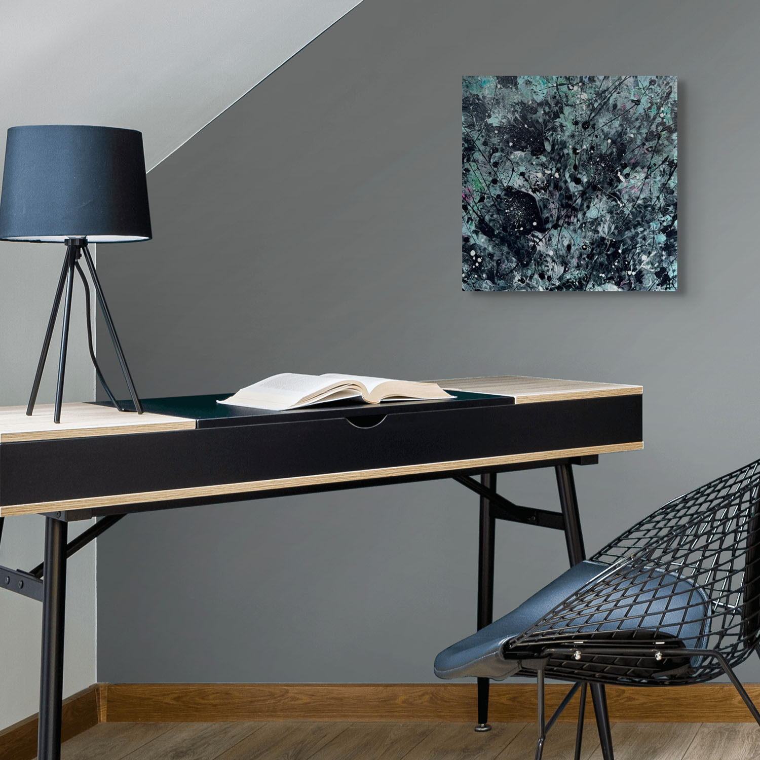 Rockpool I Original Abstract Painting In Home Office Space