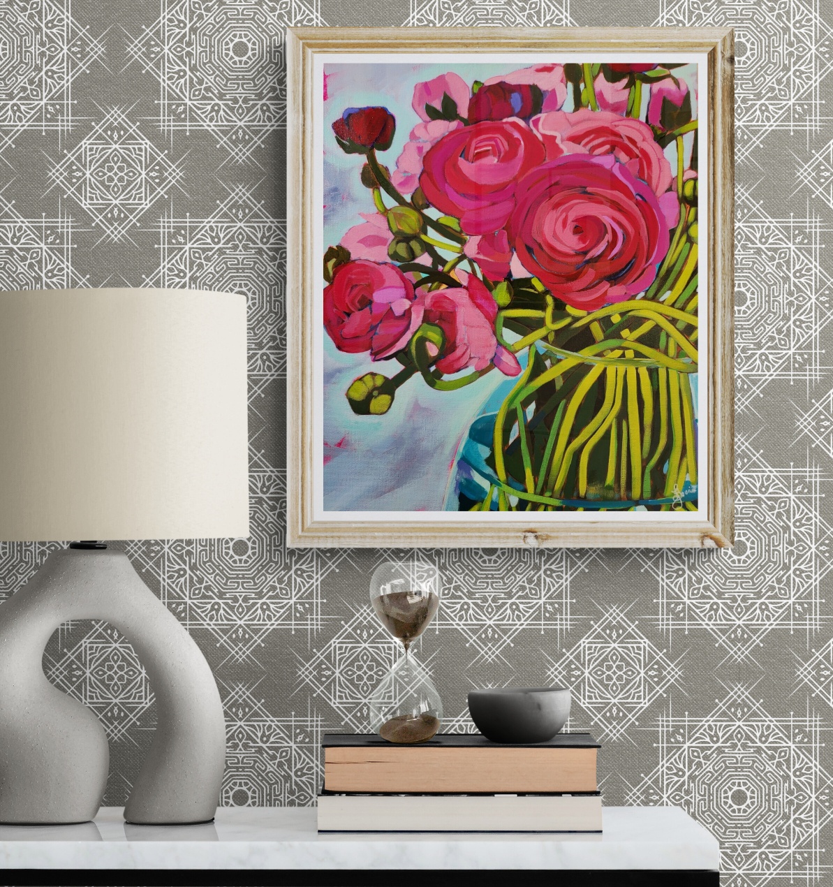 Table With Hourglass And Fancy Lamp Resized