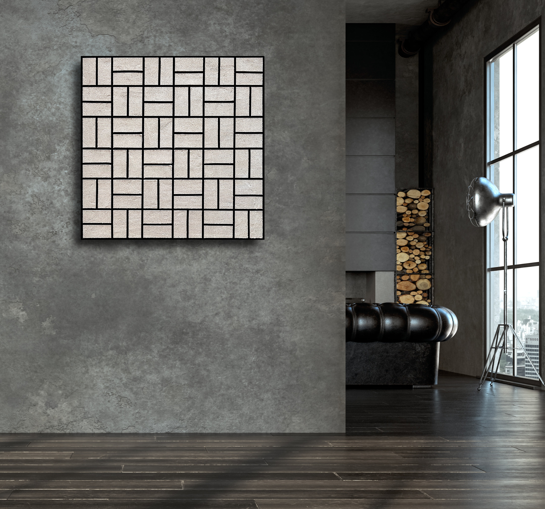 Living Room Interior In Loft, Industrial Style