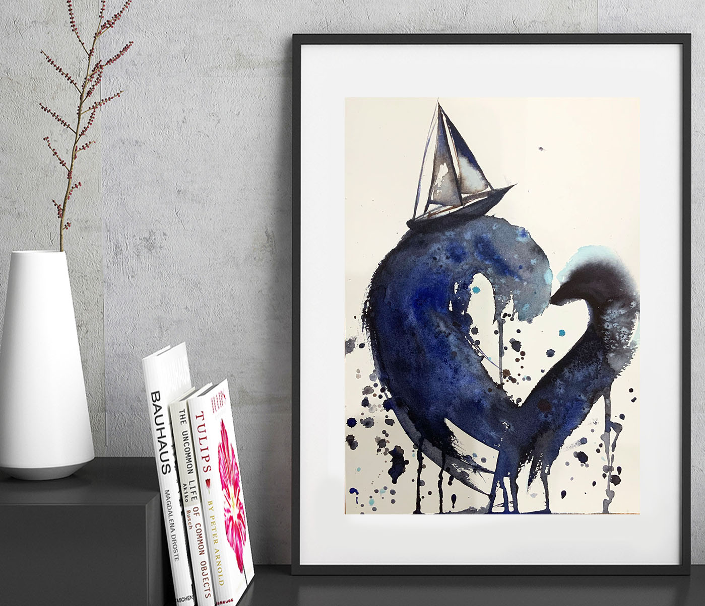Sydney Artist Leni Kae My Sailing Heart A4 Watercolour Framed Eg3
