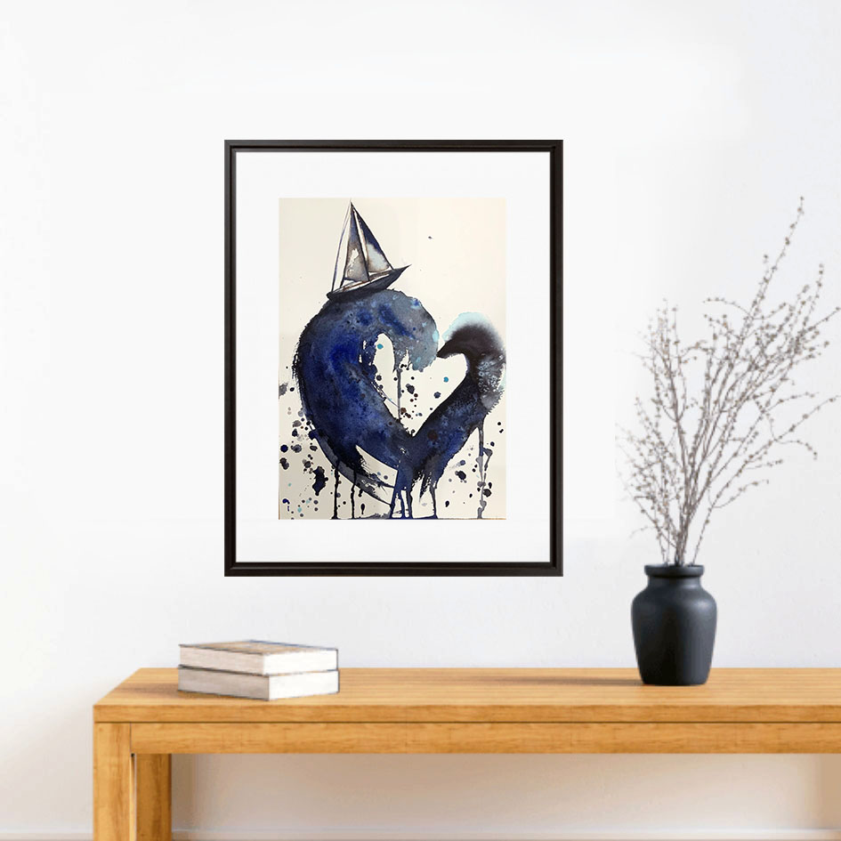 Sydney Artist Leni Kae My Sailing Heart A4 Watercolour Framed Eg