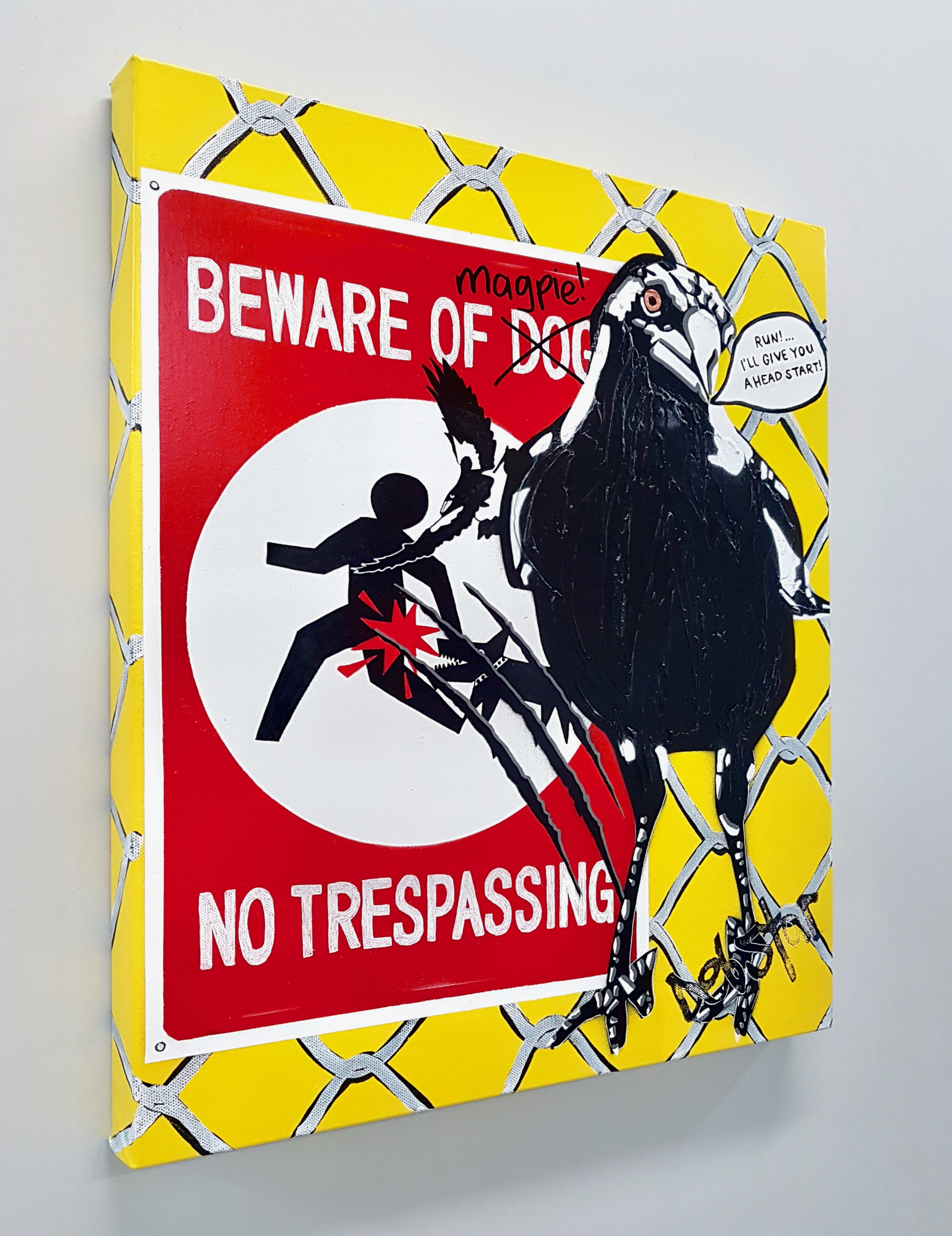Beware Of Magpie Street Sign Pop Art Deborah Lang Art Urban Canvas 3