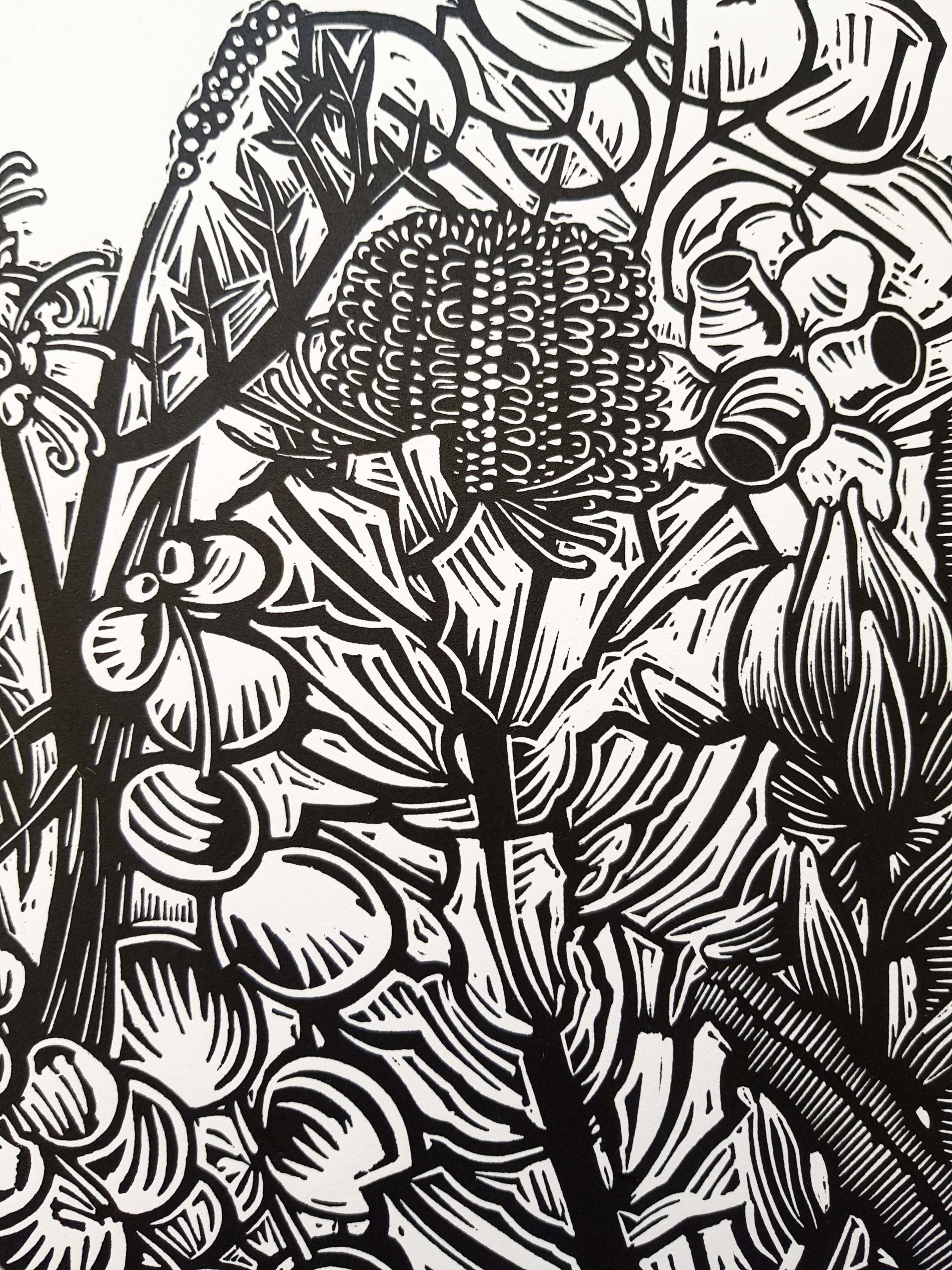 Floral Garden By Nicola Cowie Linocut Flowers