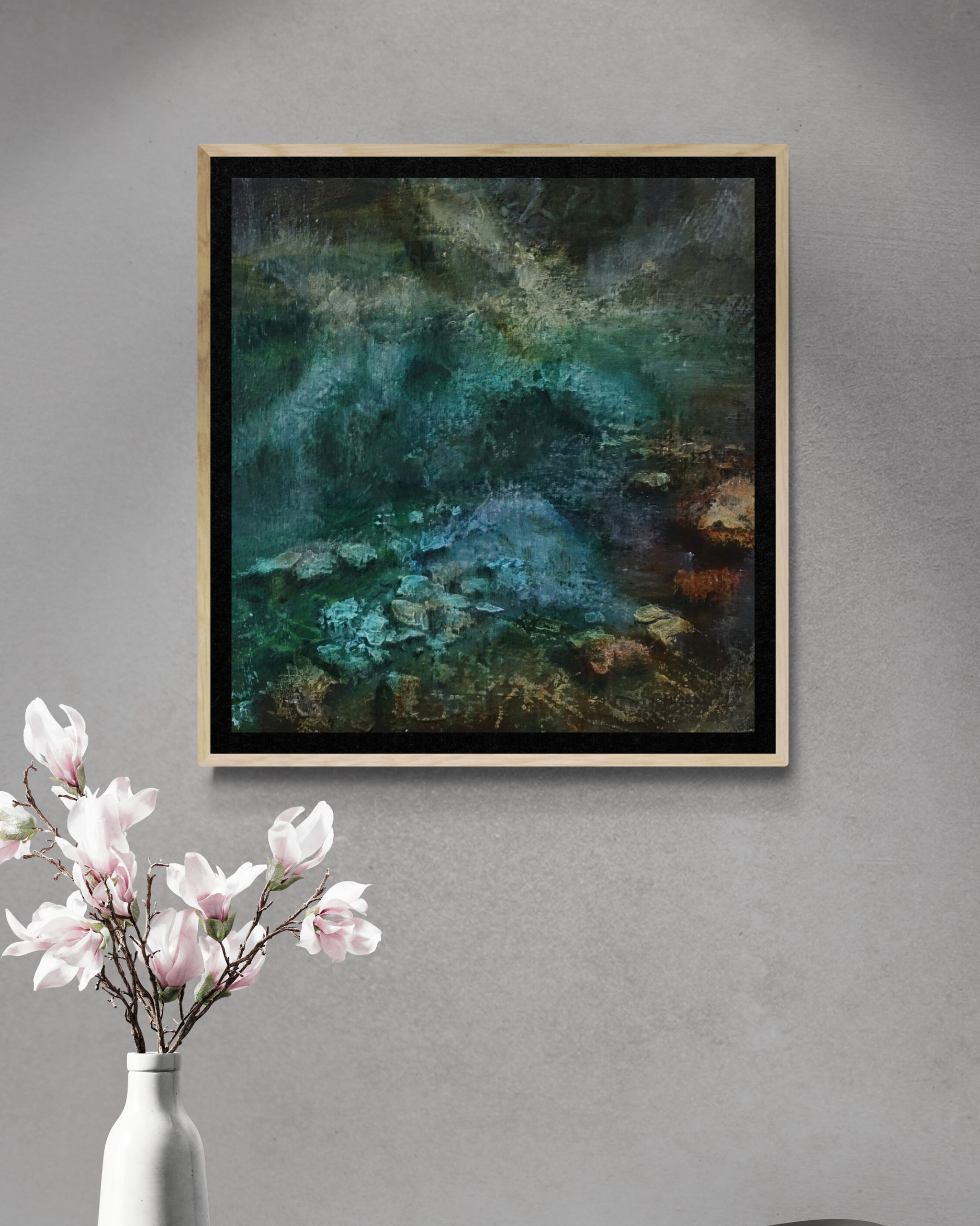 Canvy Rainforest Rockpool Table And Chair Next To Spotlit Wall