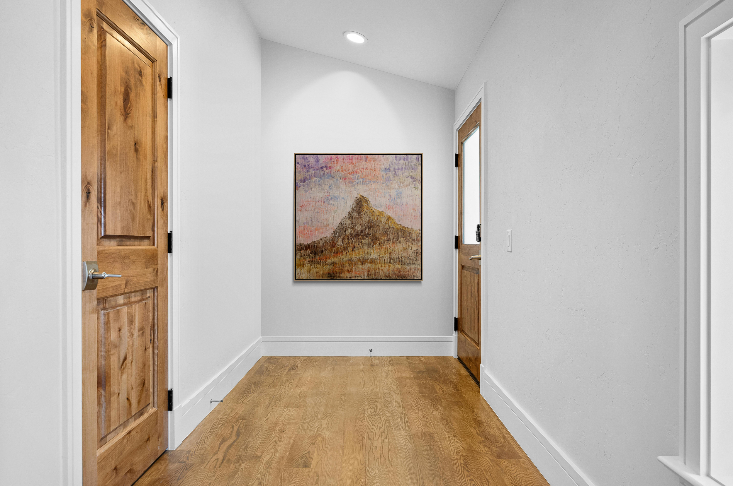 Spotlit Wall In Hallway