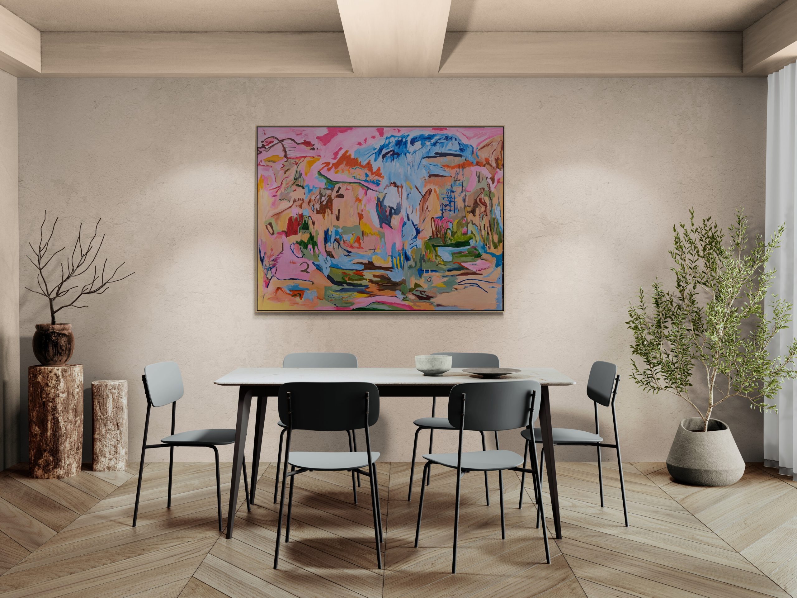 Dining Room With A Large Shrub