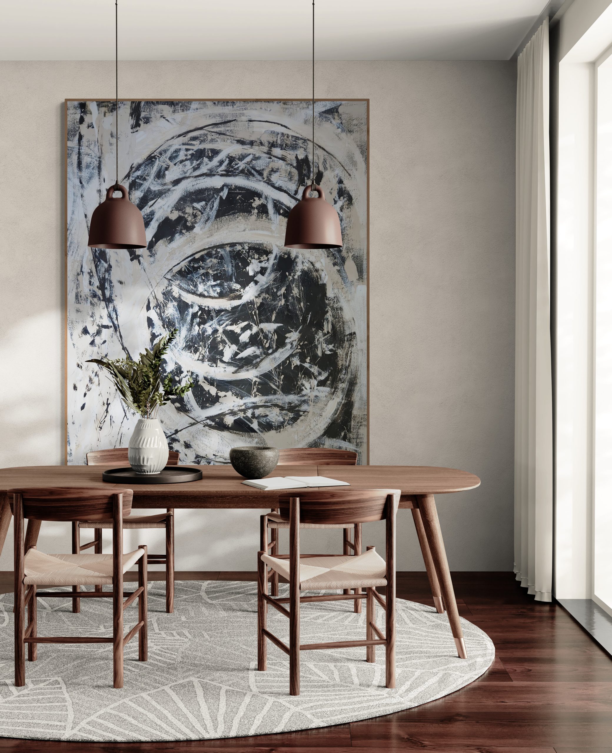 Dining Room With A Long Wooden Table