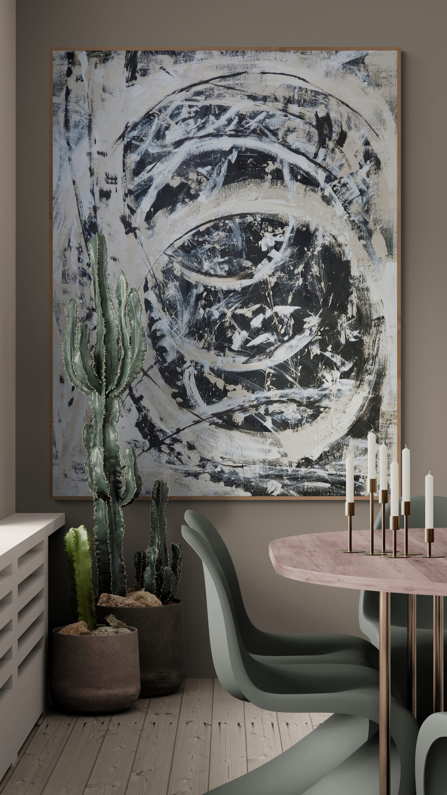 Dining Room With A Large Cactus Plant