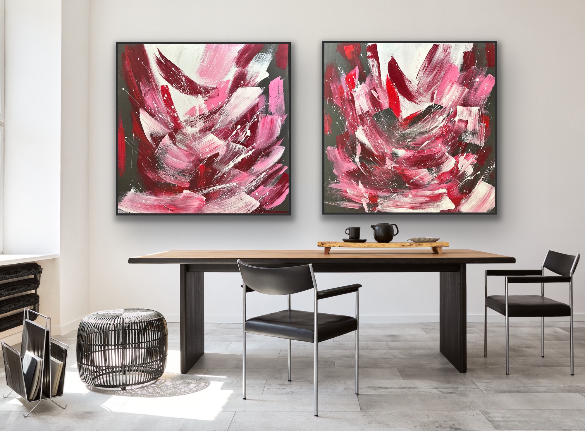 Black Frame With Two Fiercely Abstract Art