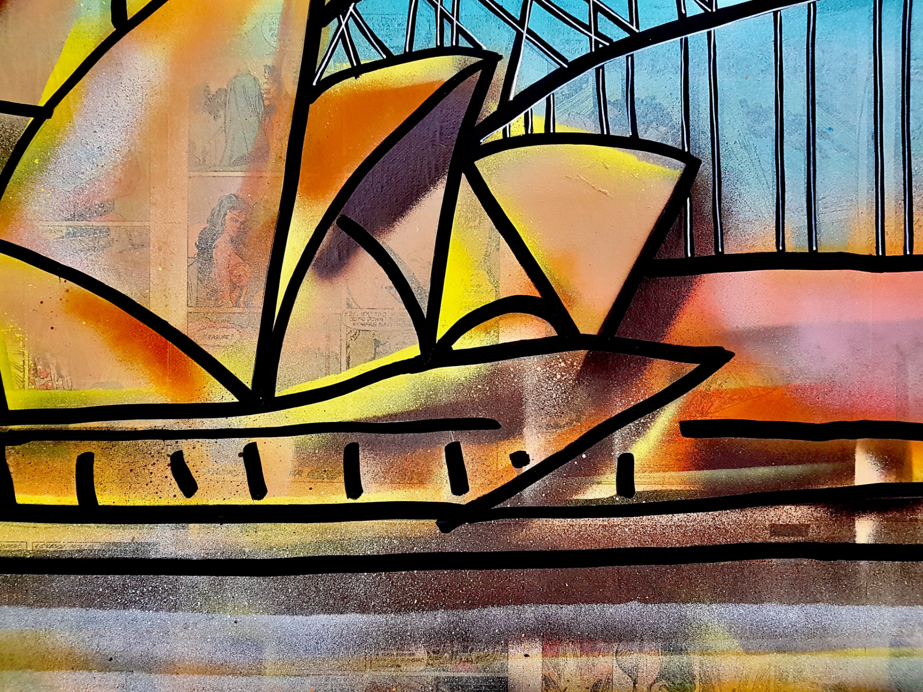 Sydney Harbour Bridge And Opera House At Night Popart Deborah Lang Art Urban Canvas 3