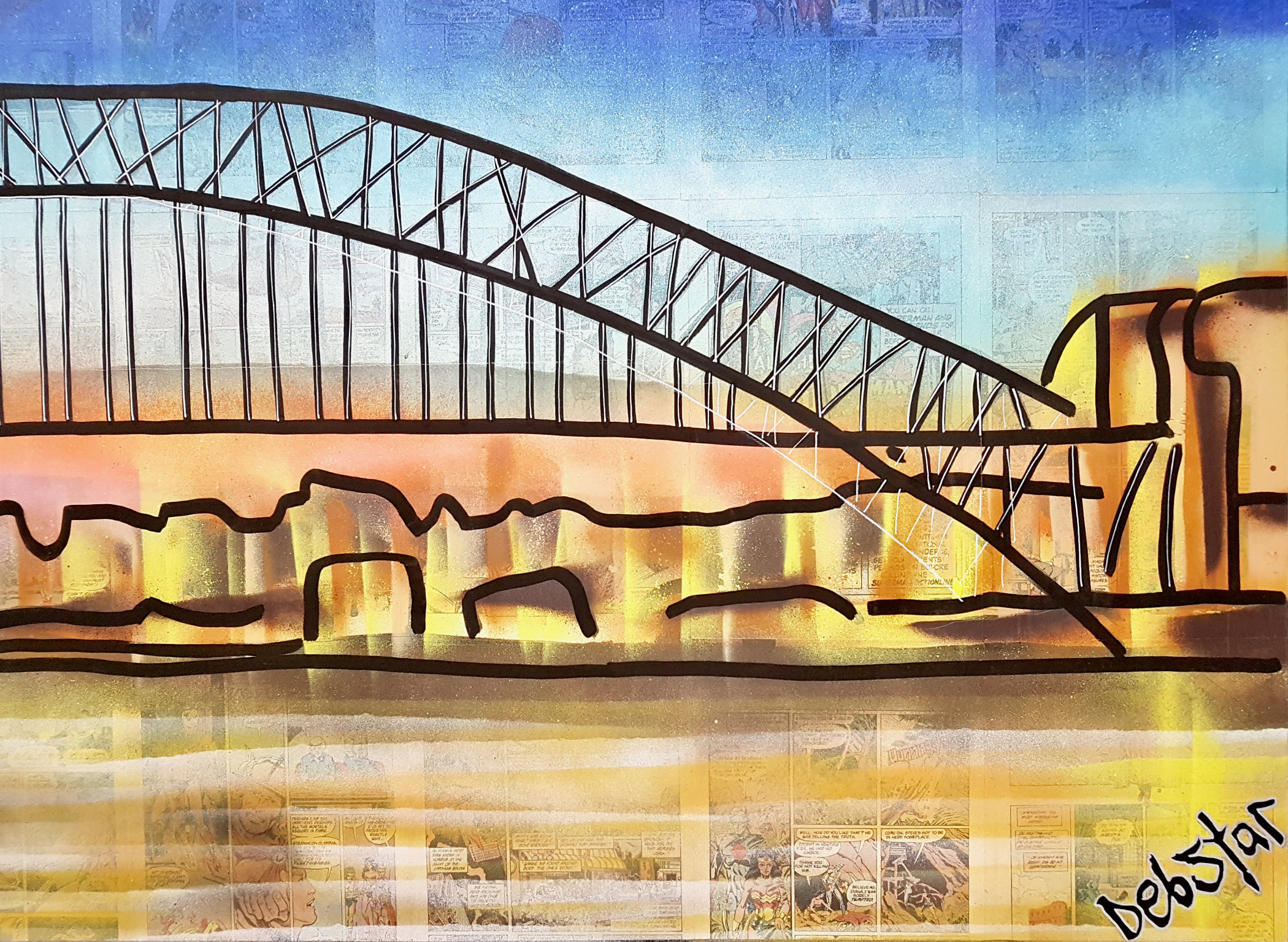 Sydney Harbour Bridge And Opera House At Night Popart Deborah Lang Art Urban Canvas 4