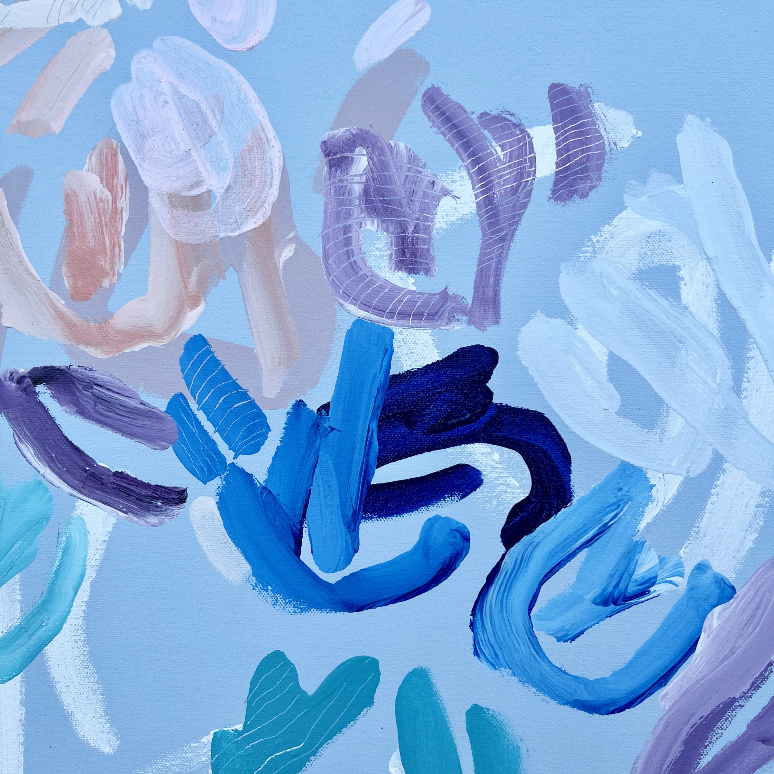 Abstract Artist Modern Blue Painting 502