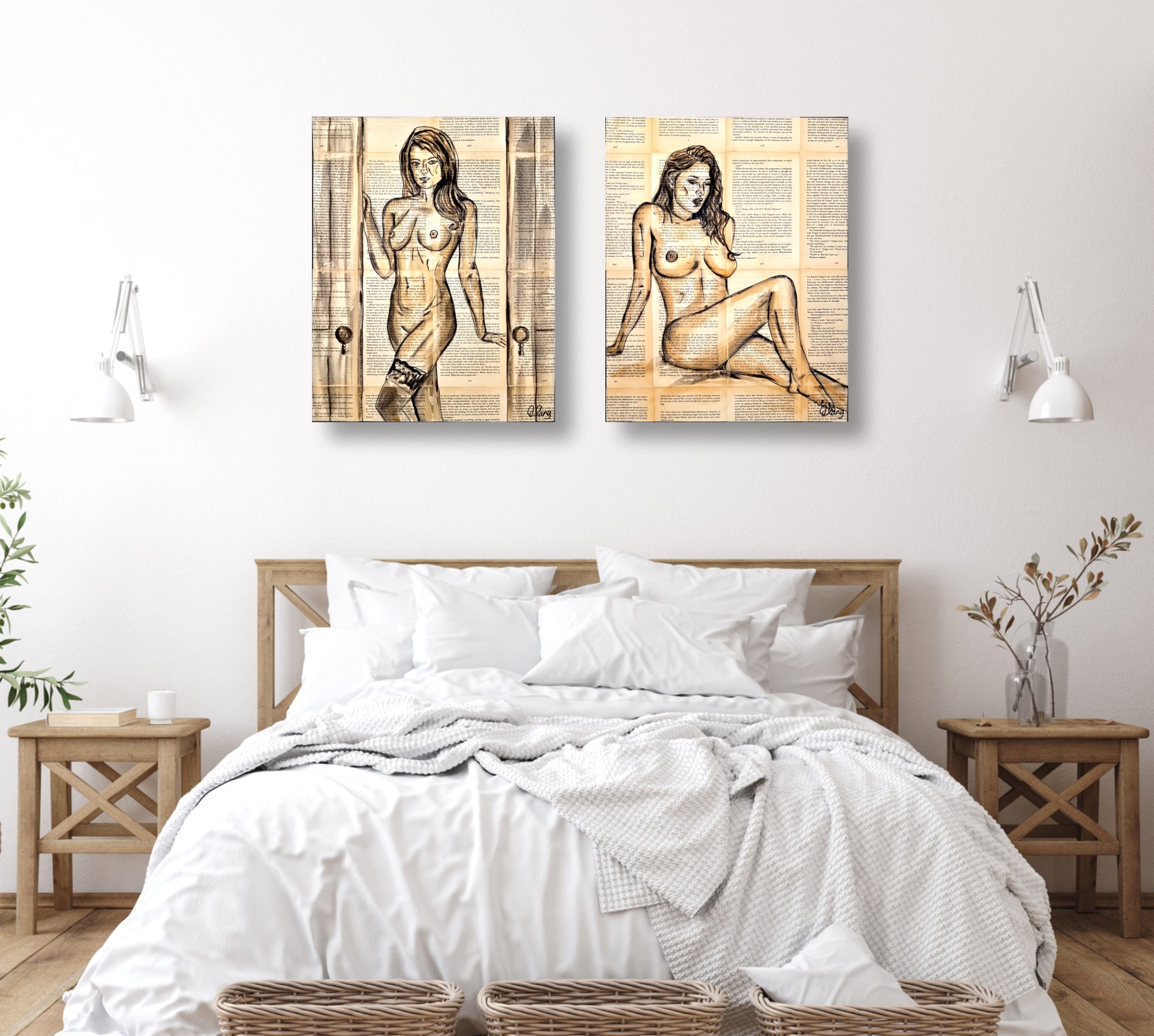 Centrefold 7 Deborah Lang Nude Woman Book Pages Canvas Wall Art Contemporary Style 4