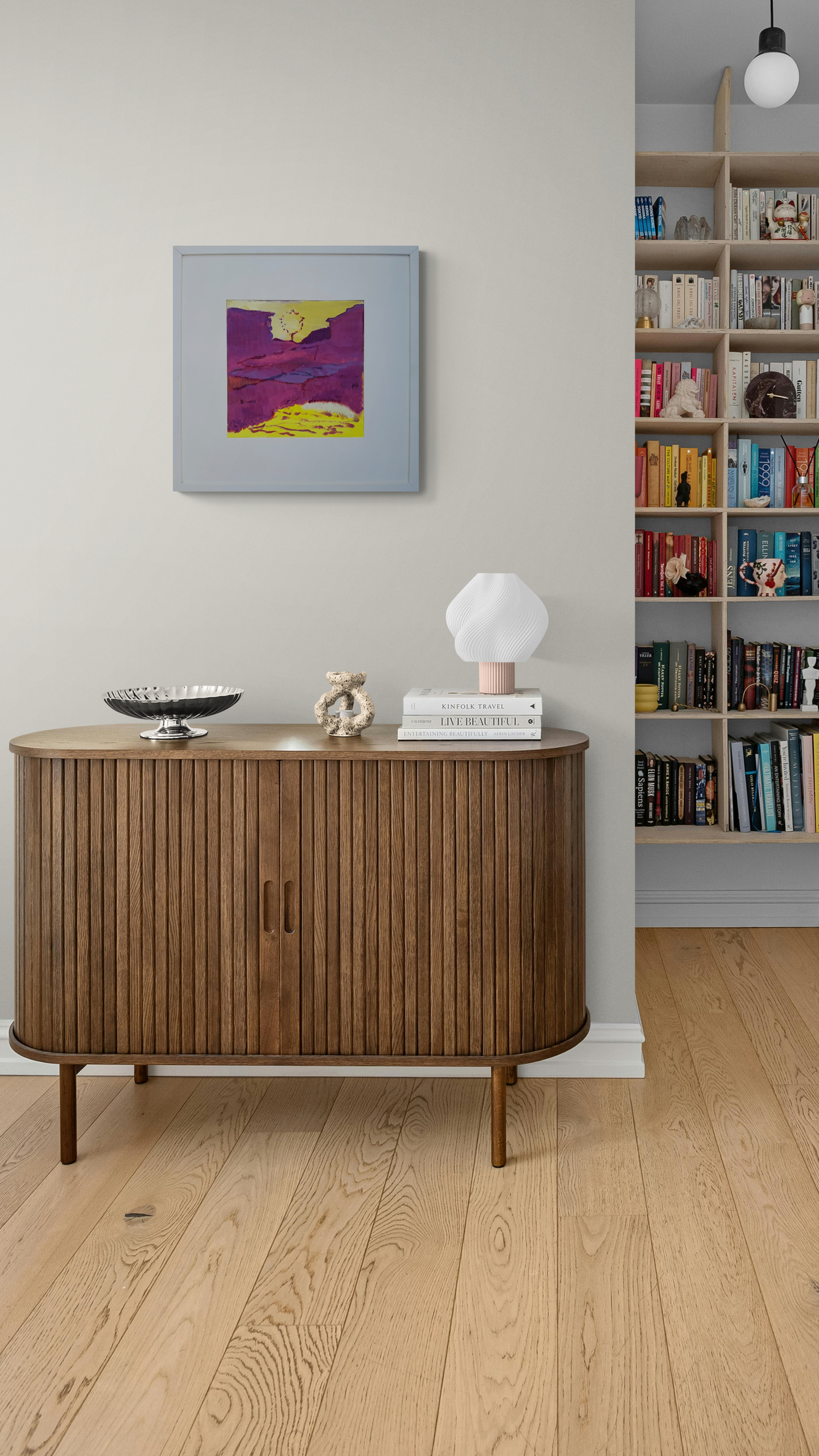 Wooden Cabinet With Fancy Lamp
