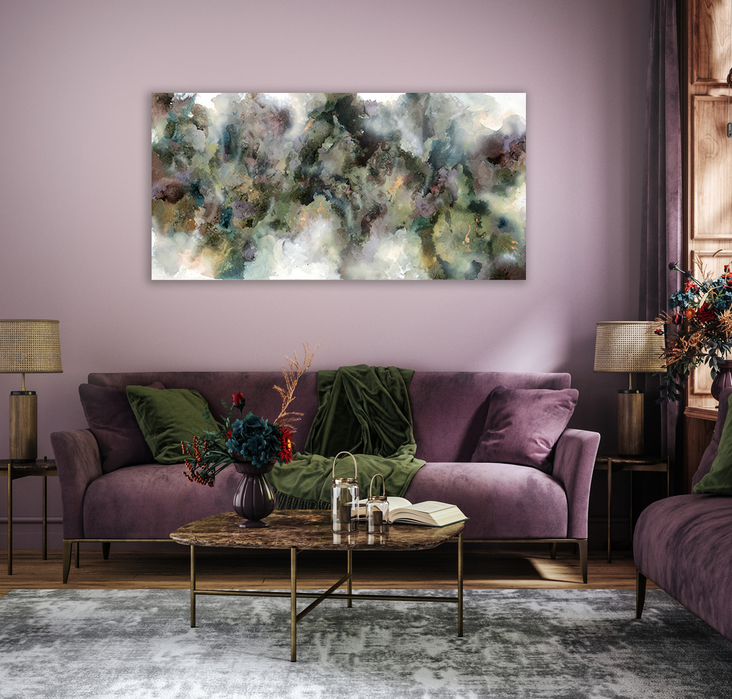 Home Mockup, Cozy Dark Living Room Interior With Sofa And Decor