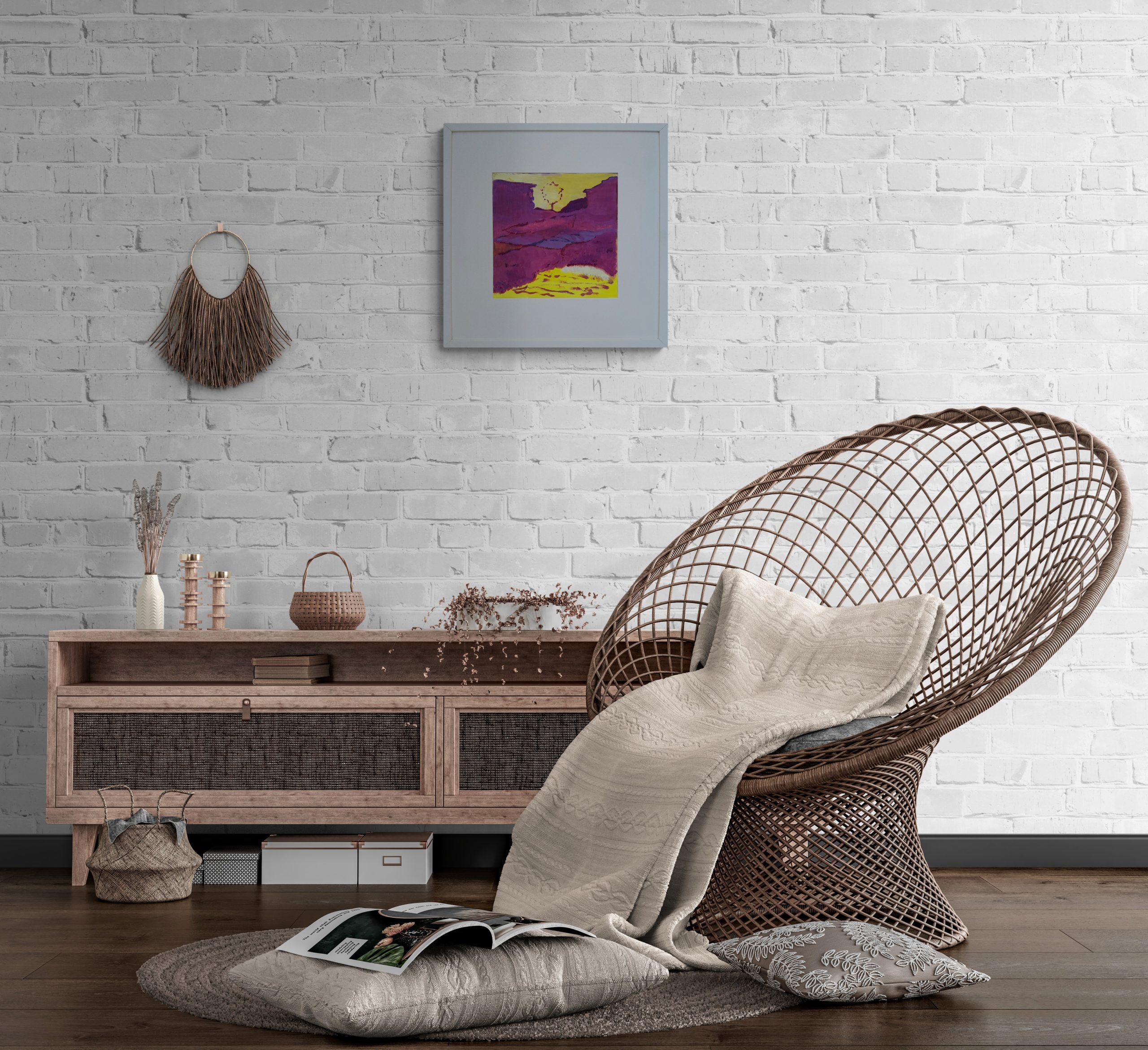 Bohemian Style Room With Rattan Chair