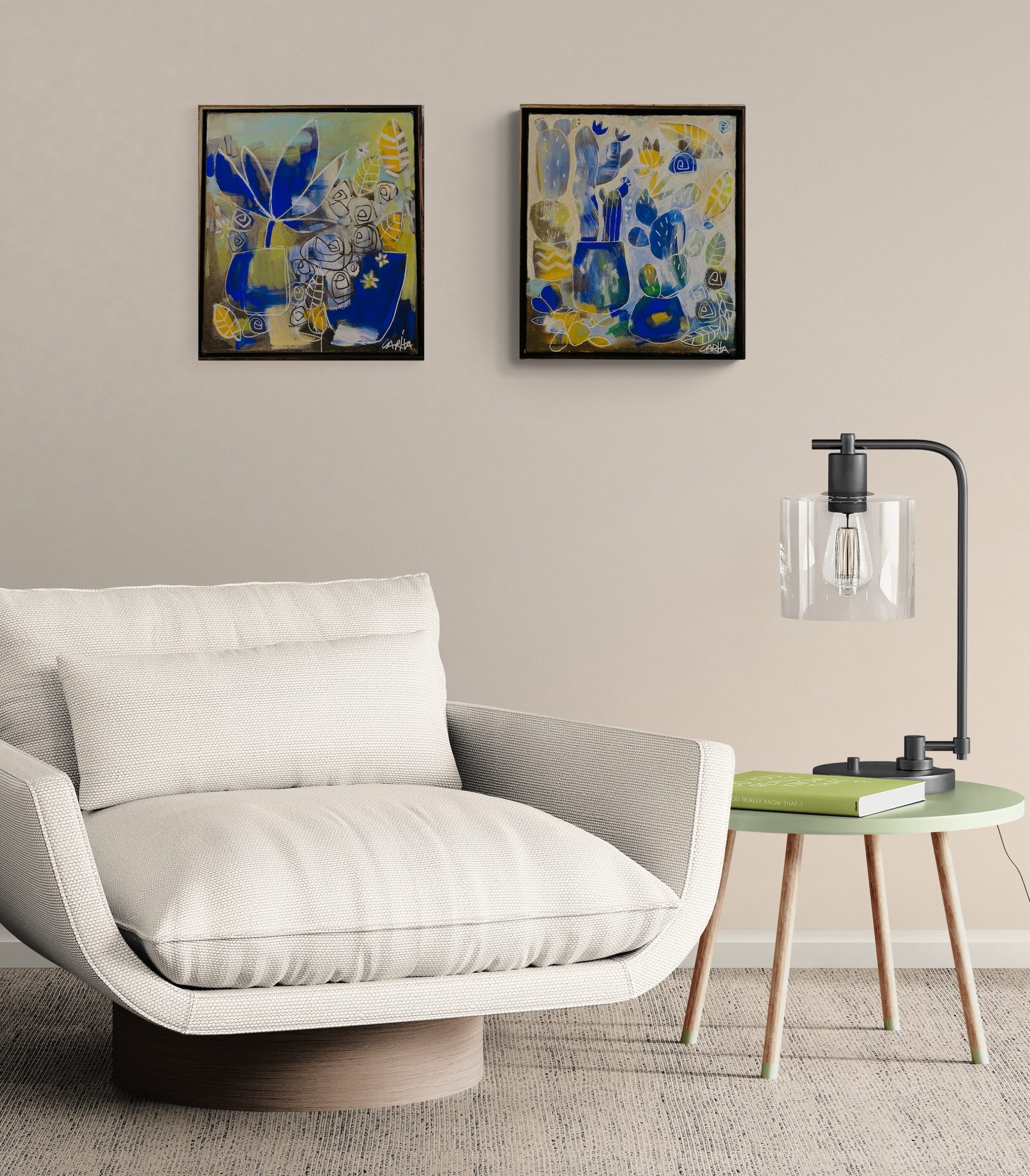 Carita Farrer Spencer New Bulbs#1&2 38 X 43cm Framed In Oak