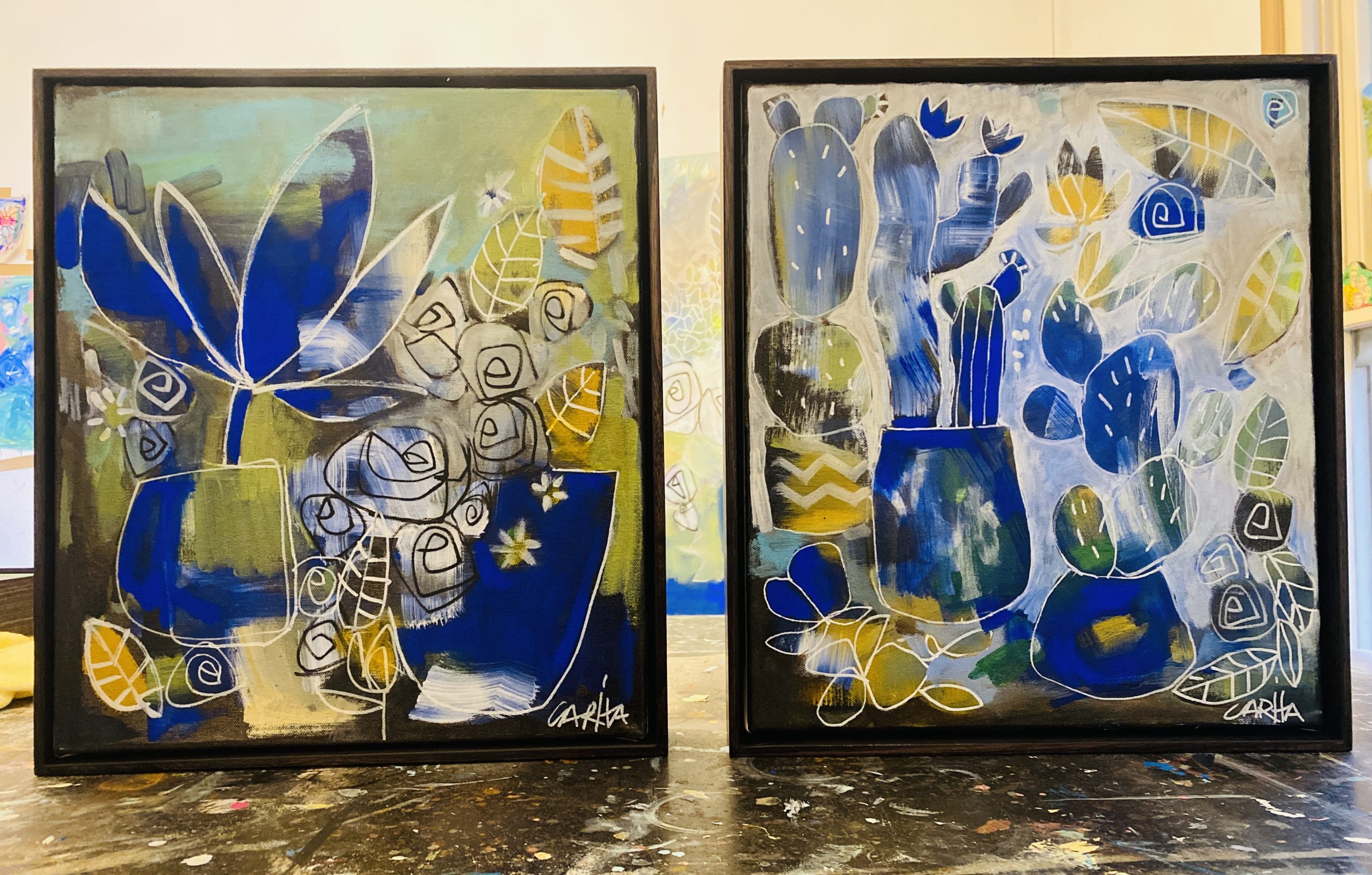 Carita Farrer Spencer New Bulbs #1 And #2 38 X 43cm Framed In Oak