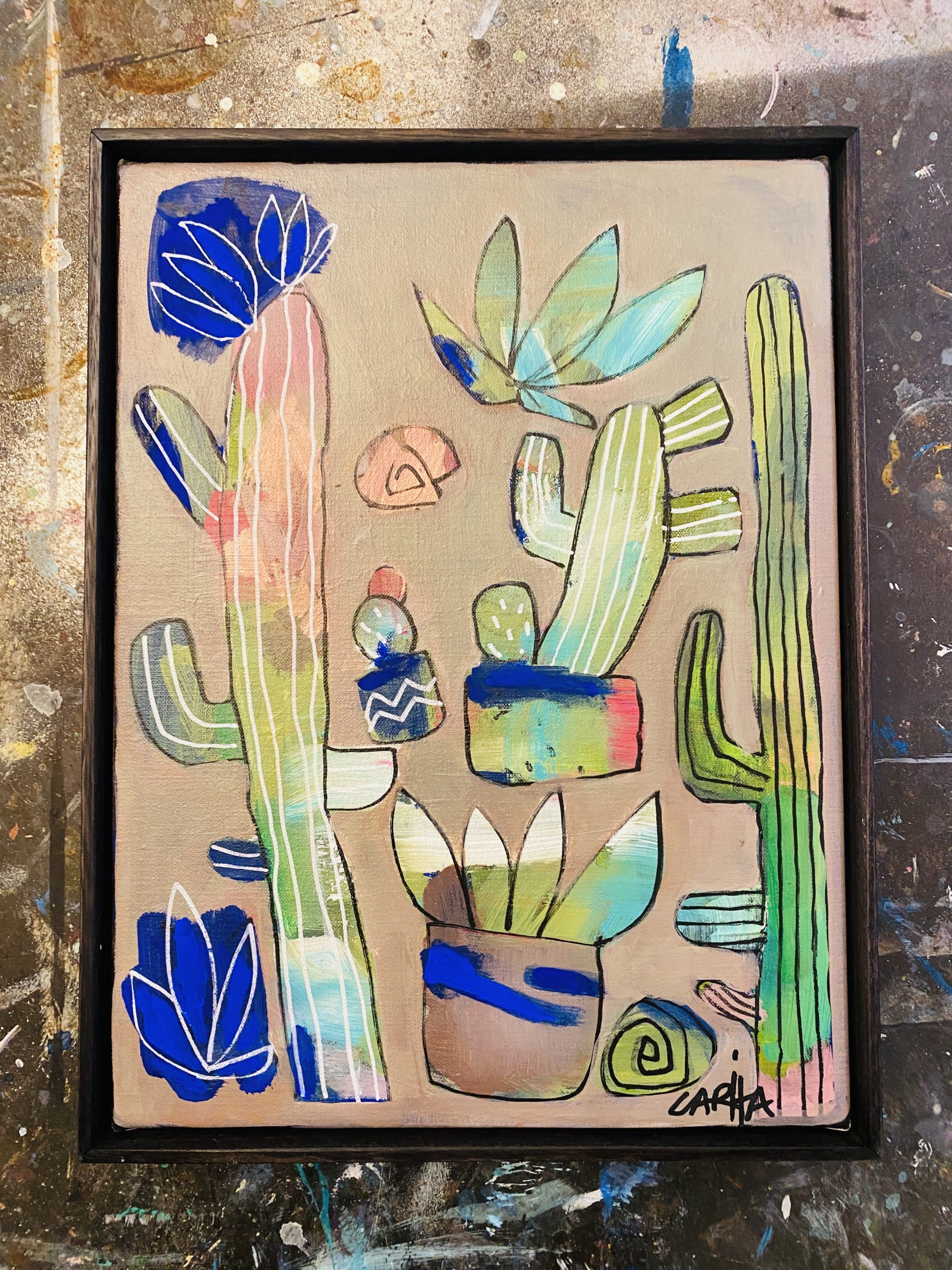 Carita Farrer Spencer Small Prickles #2 32x42cm Oak Frame