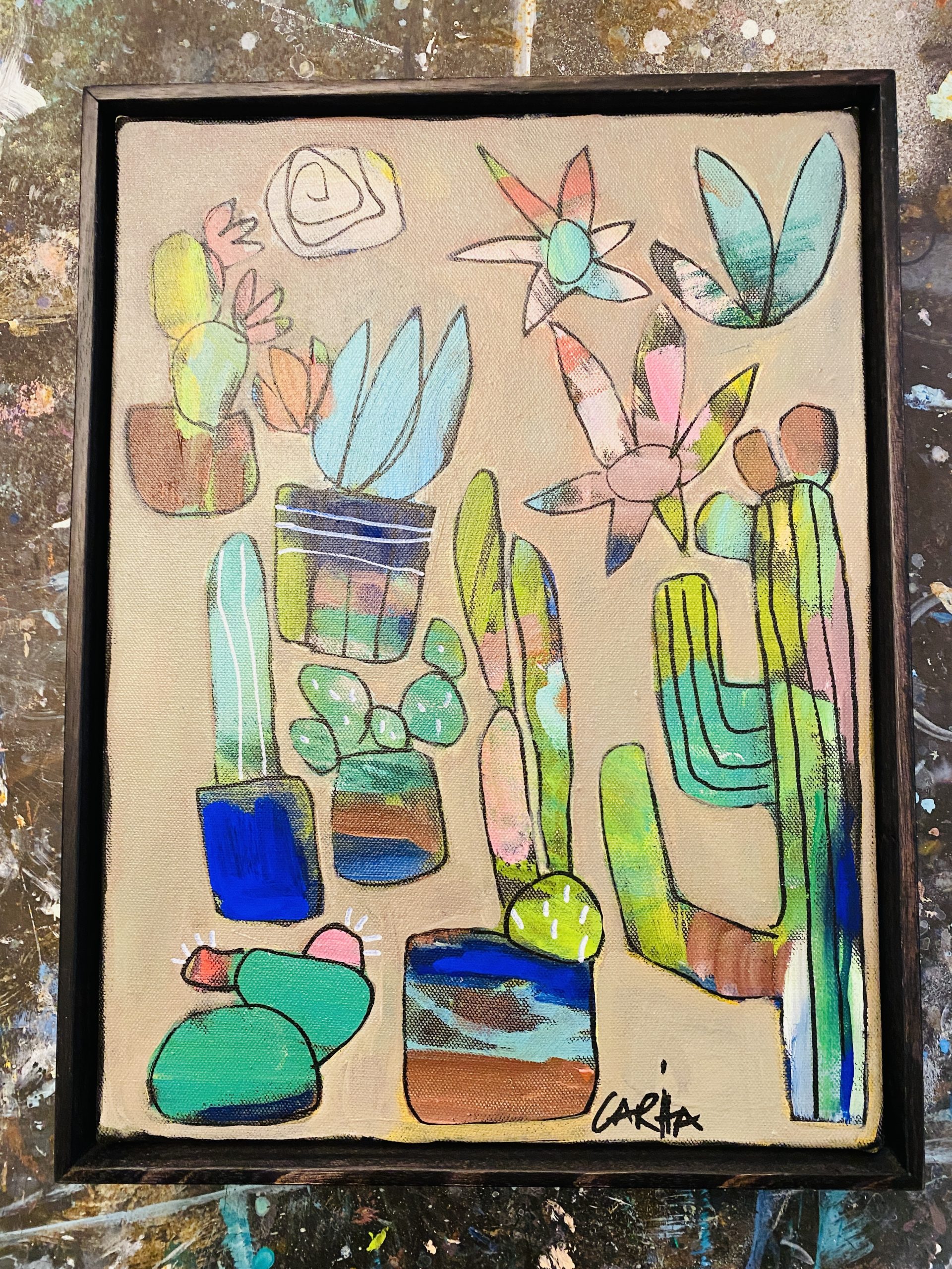 Carita Farrer Spencer Small Prickles 32x42cm Framed In Oak