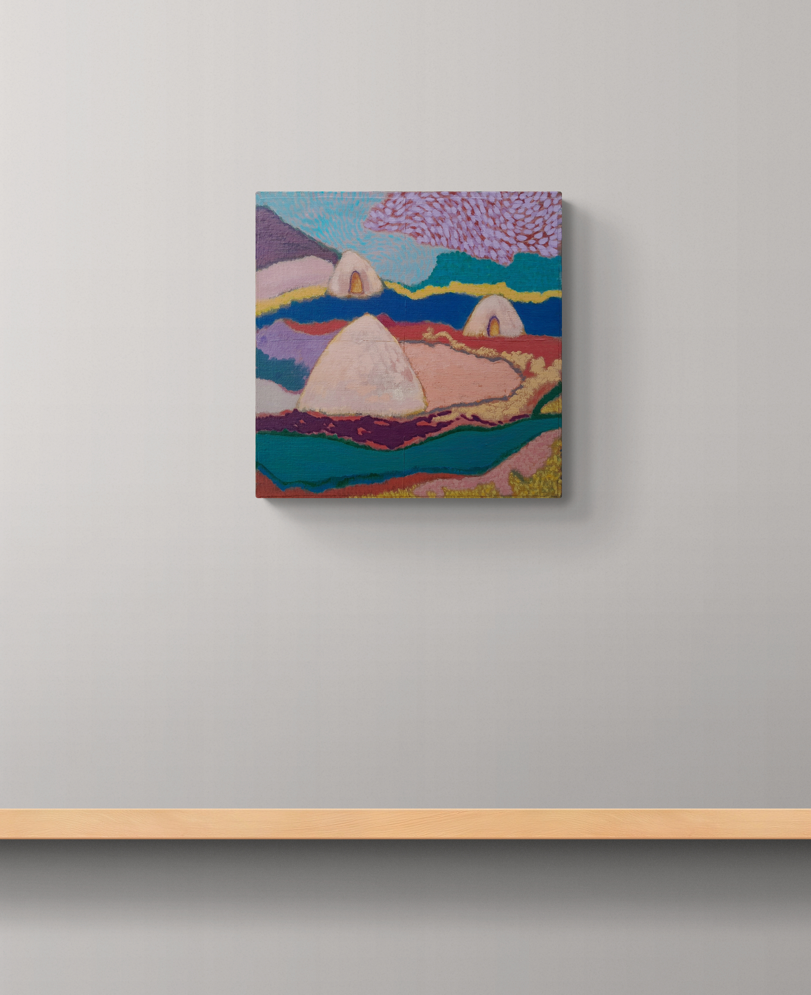 Plant In Vase Sitting On Wooden Shelf