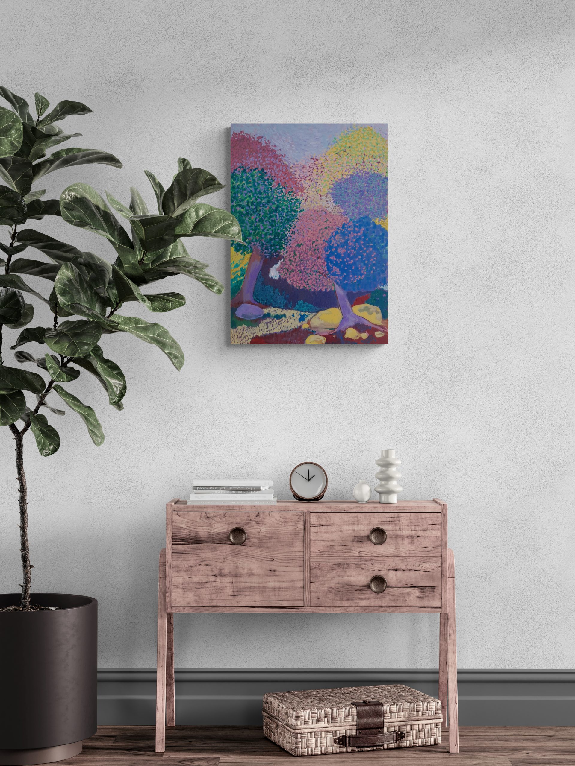 Entrance With Cabinet And Large Plant