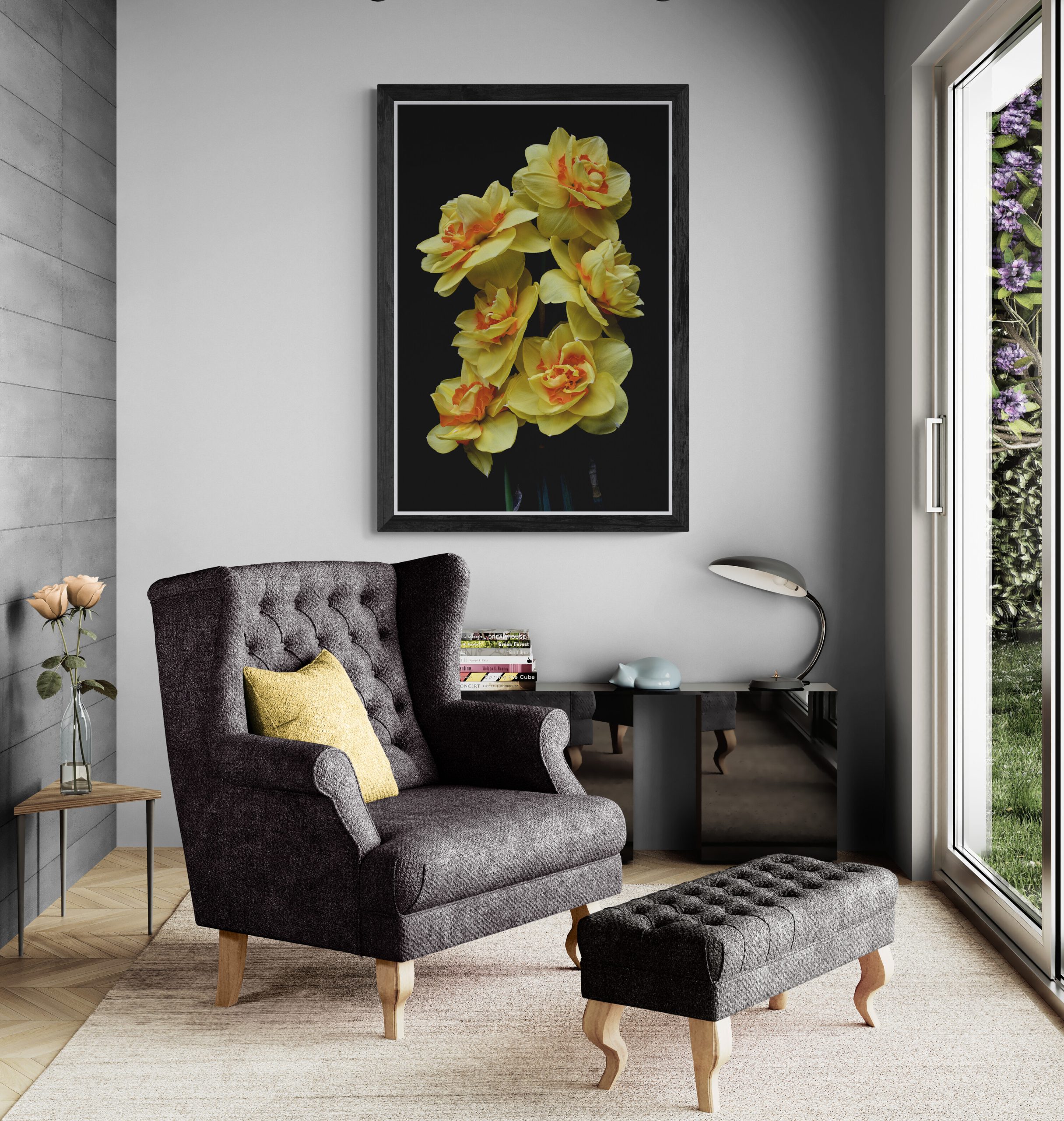 Living Room With Armchair And Garden Views (1)