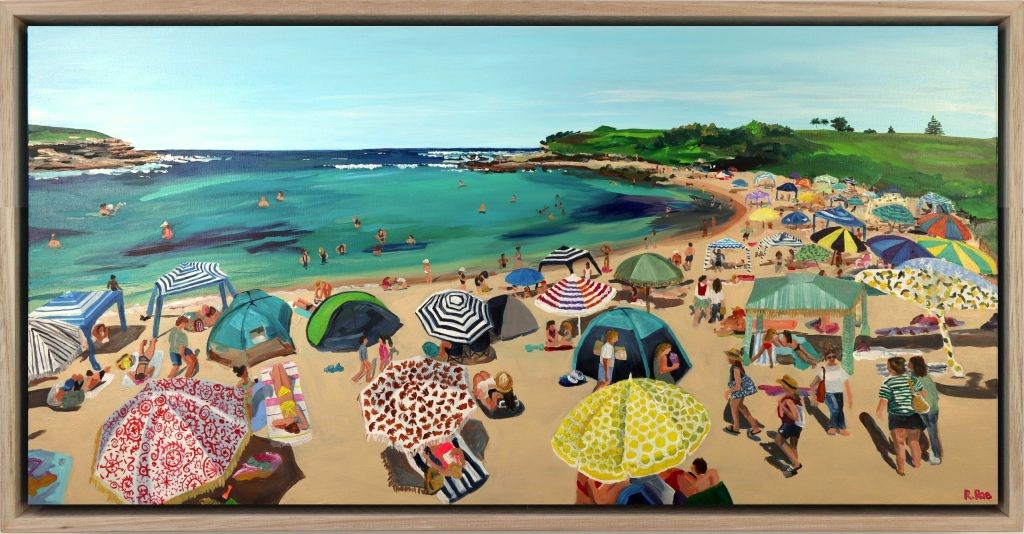 Umbrellas By The Bay Framed 1024x534