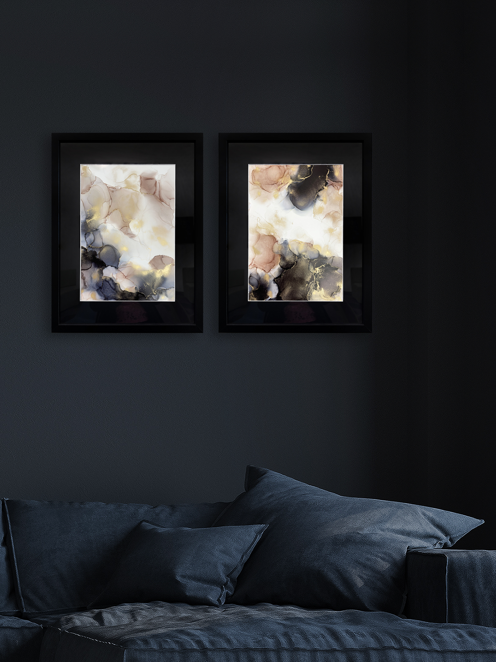 Luxury,restroom,with,gray,sofa,,city,view,and,blank,poster