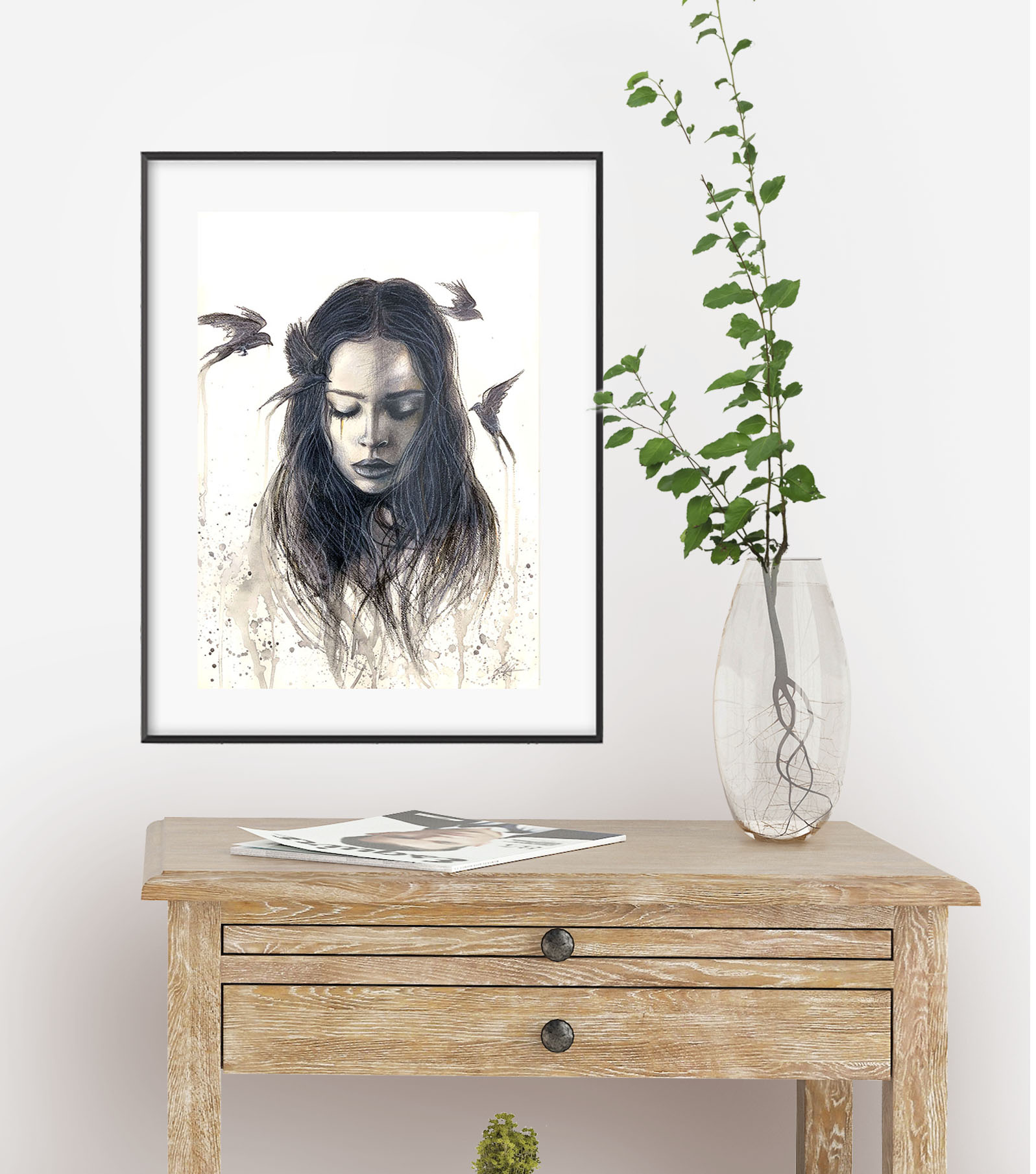 Leni Kae 42 X 29.7 My Tears They Are Golden Framed Example Interior Design Bedroom 2