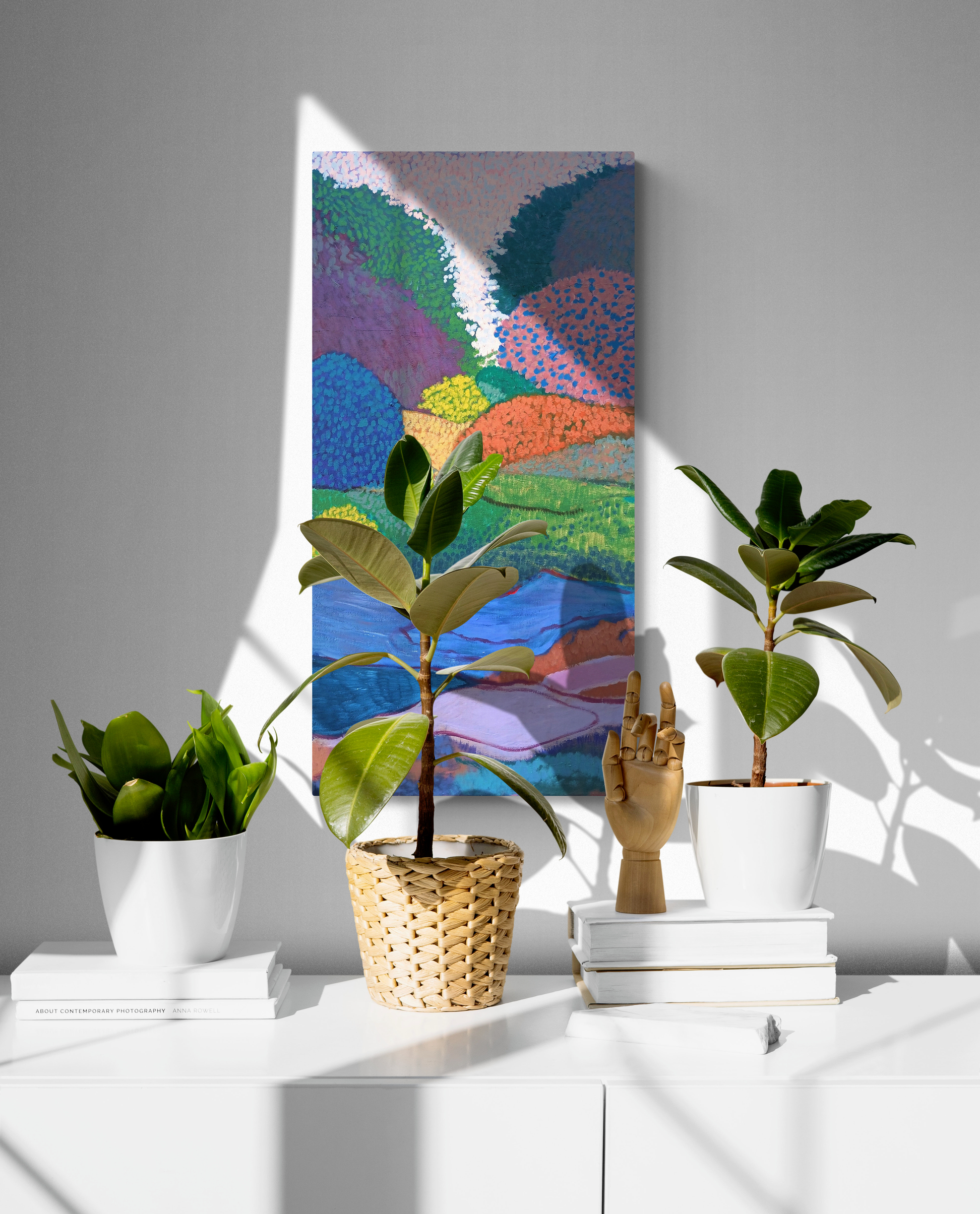 Potted Plants Sitting On Cabinet