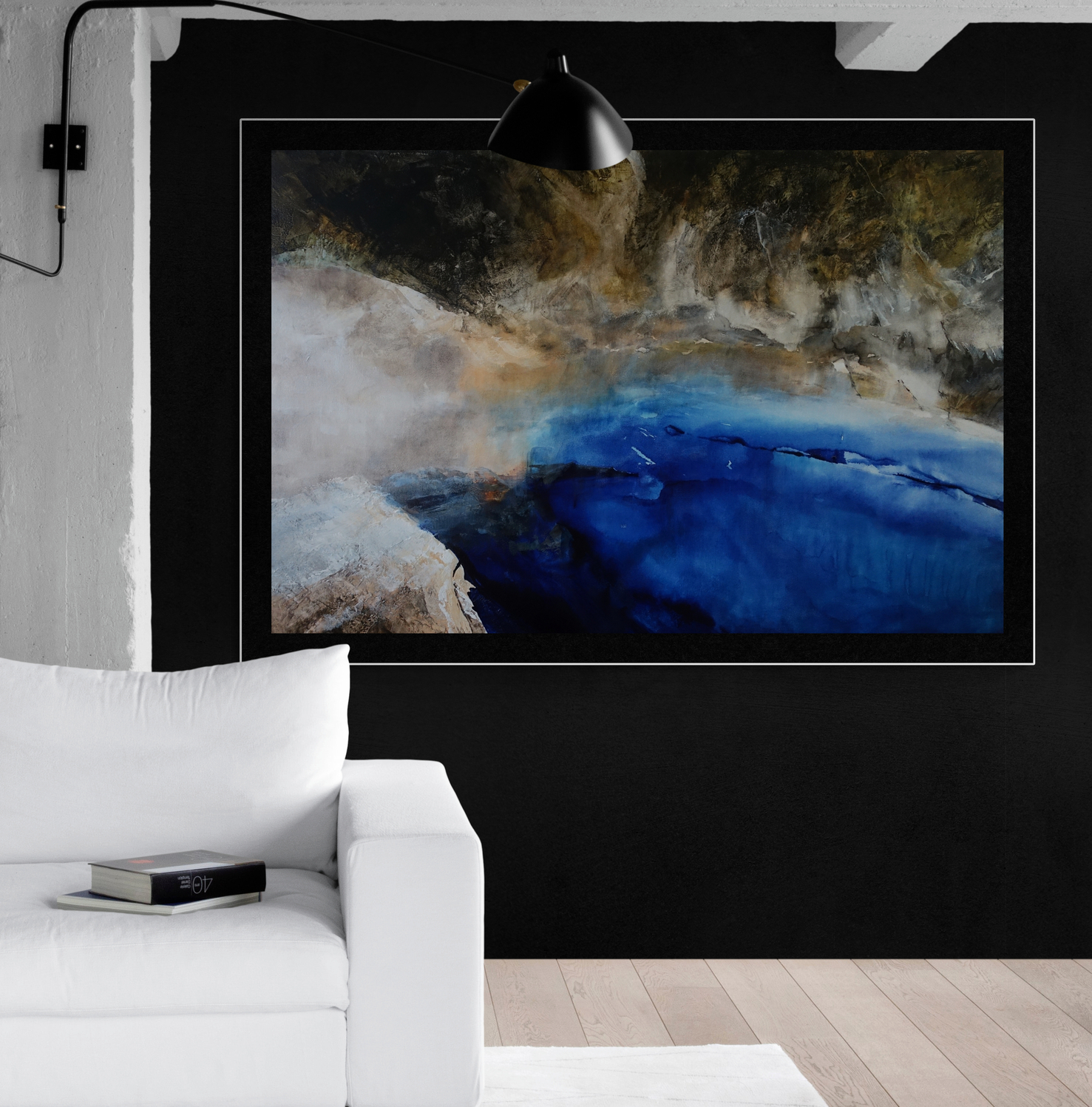 Canvy Under Current Water Sapphire Industrial Style Living Room With Comfy Sofa